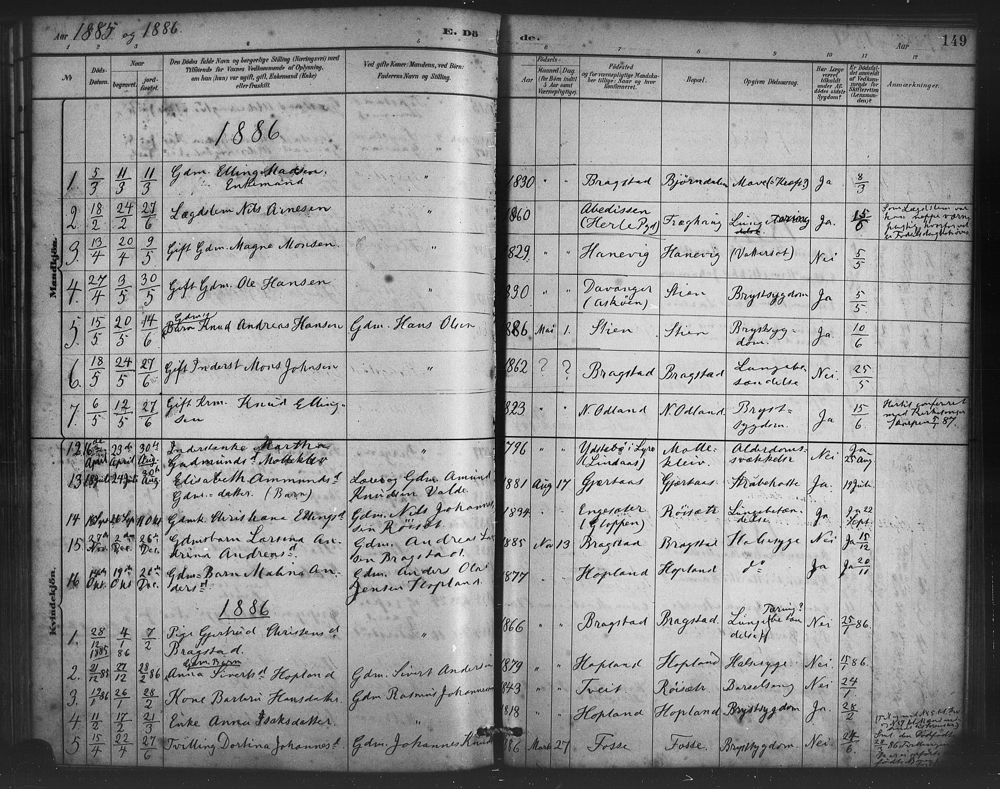 Alversund Sokneprestembete, SAB/A-73901/H/Ha/Haa/Haac/L0001: Parish register (official) no. C 1, 1882-1900, p. 149