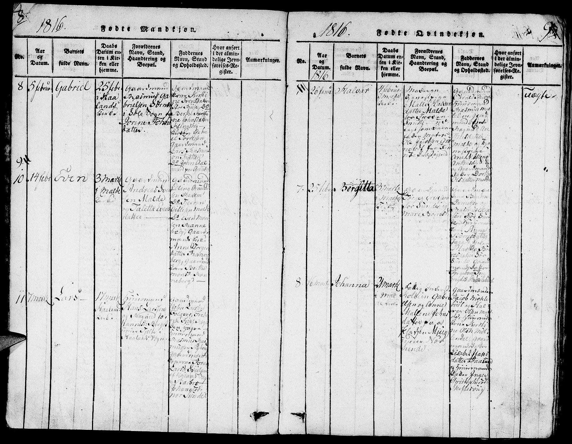 Håland sokneprestkontor, AV/SAST-A-101802/001/30BA/L0004: Parish register (official) no. A 4, 1815-1829, p. 8-9