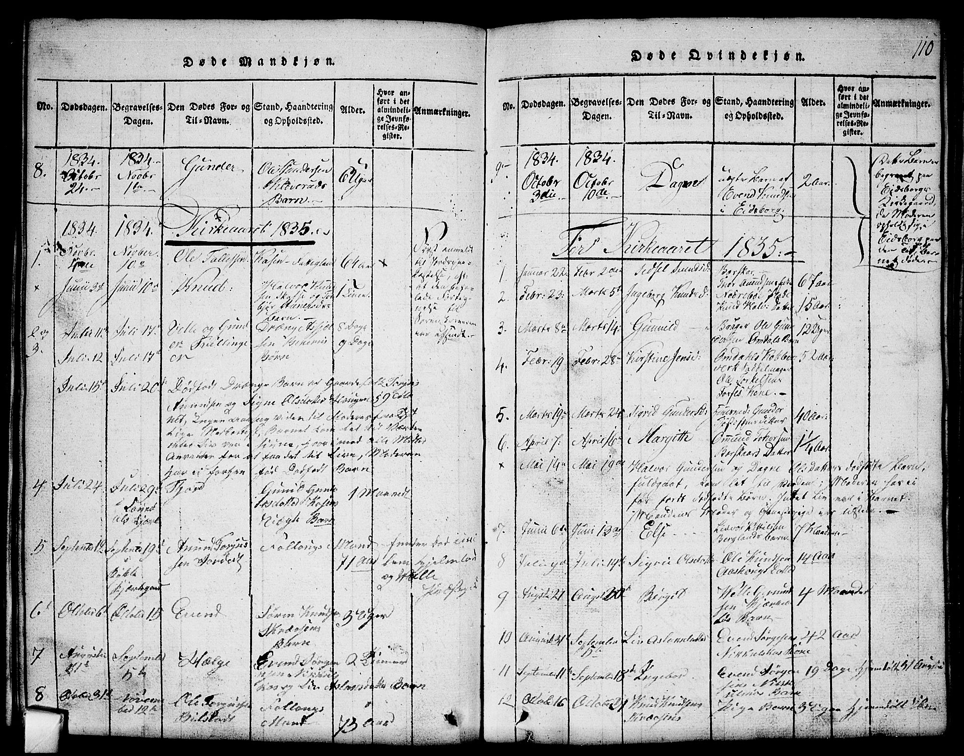 Mo kirkebøker, SAKO/A-286/G/Gb/L0001: Parish register (copy) no. II 1, 1814-1843, p. 110