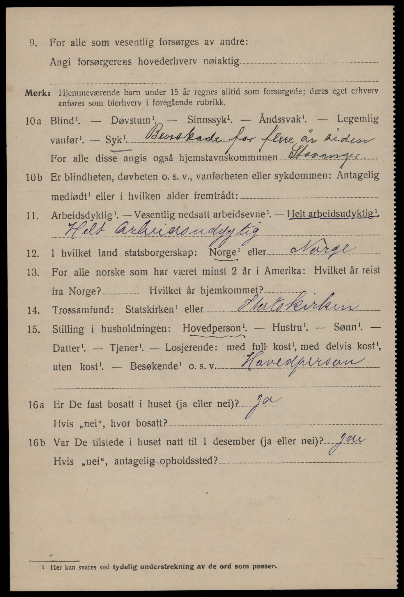 SAST, 1920 census for Stavanger, 1920, p. 47433