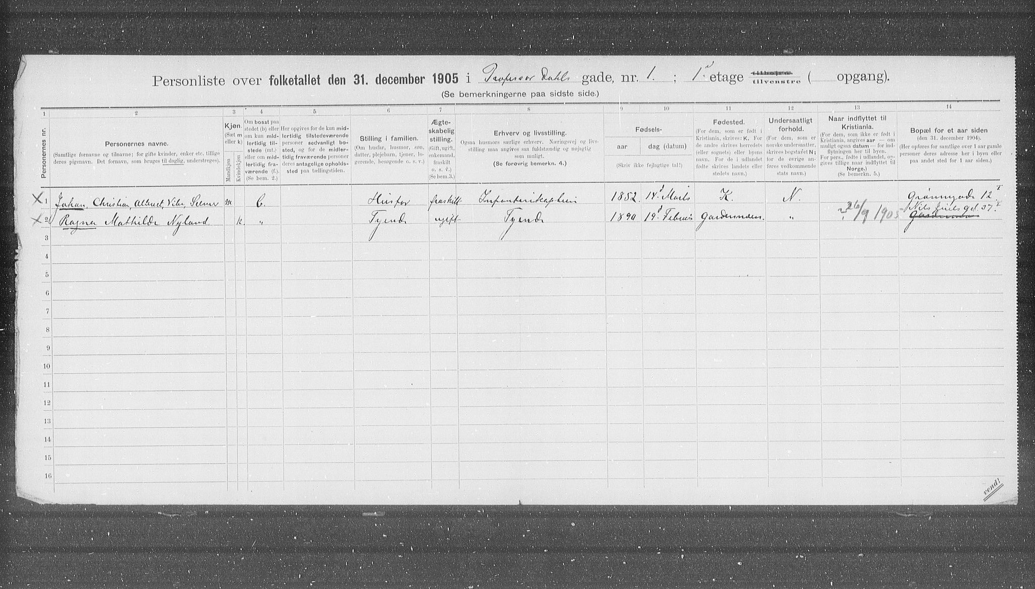 OBA, Municipal Census 1905 for Kristiania, 1905, p. 42715