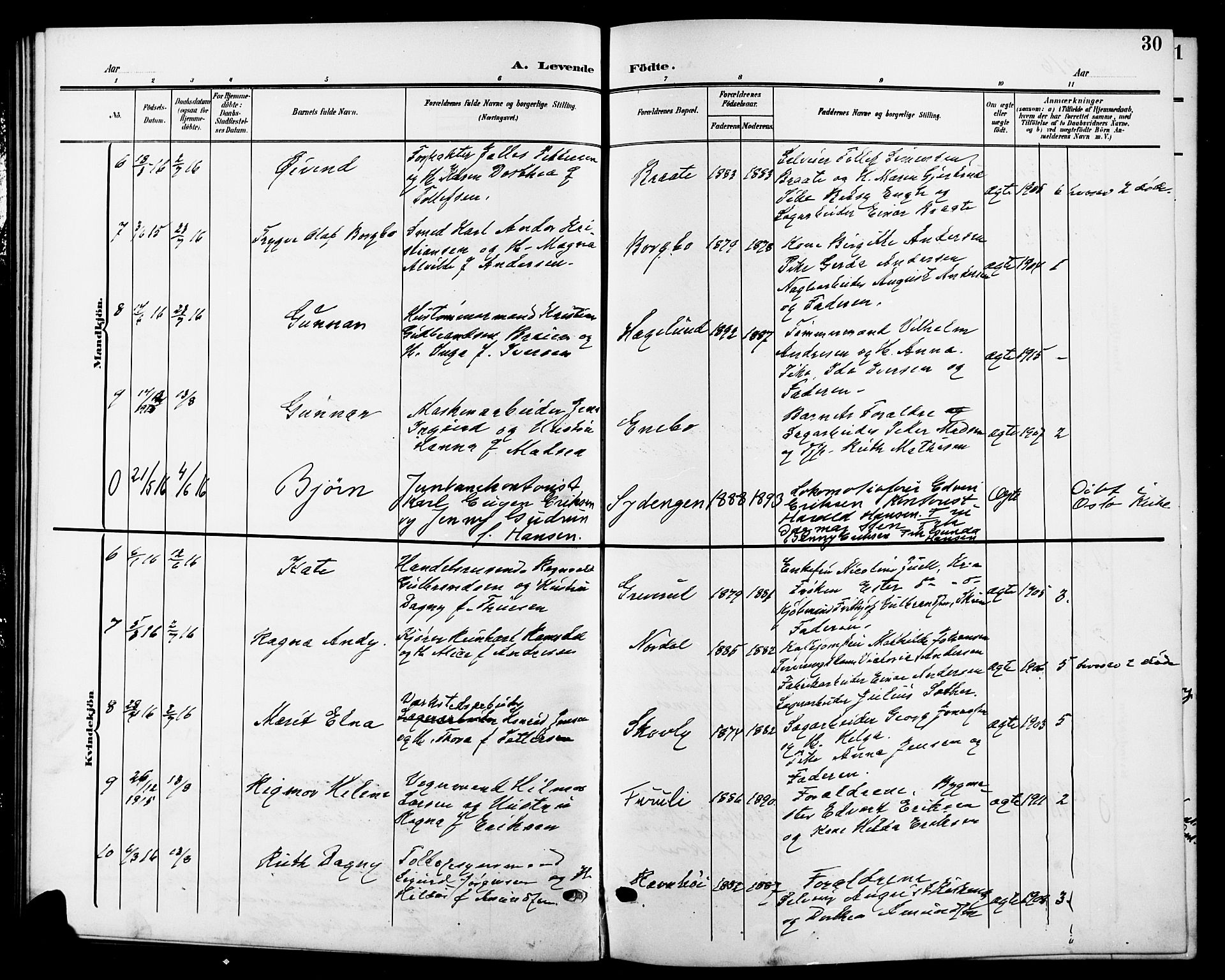 Nesodden prestekontor Kirkebøker, SAO/A-10013/G/Gb/L0001: Parish register (copy) no. II 1, 1905-1924, p. 30