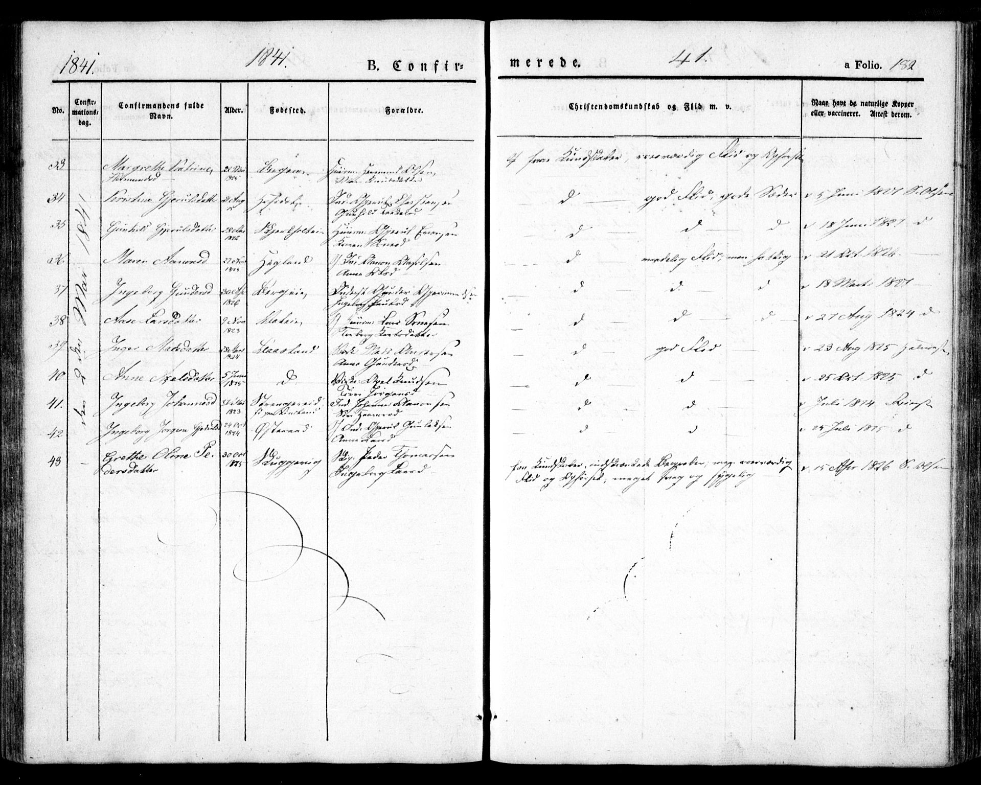 Holt sokneprestkontor, AV/SAK-1111-0021/F/Fa/L0007: Parish register (official) no. A 7, 1836-1848, p. 182