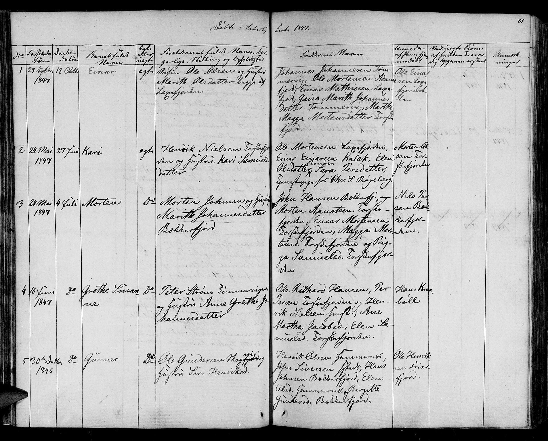 Lebesby sokneprestkontor, SATØ/S-1353/H/Ha/L0003kirke: Parish register (official) no. 3, 1833-1852, p. 81