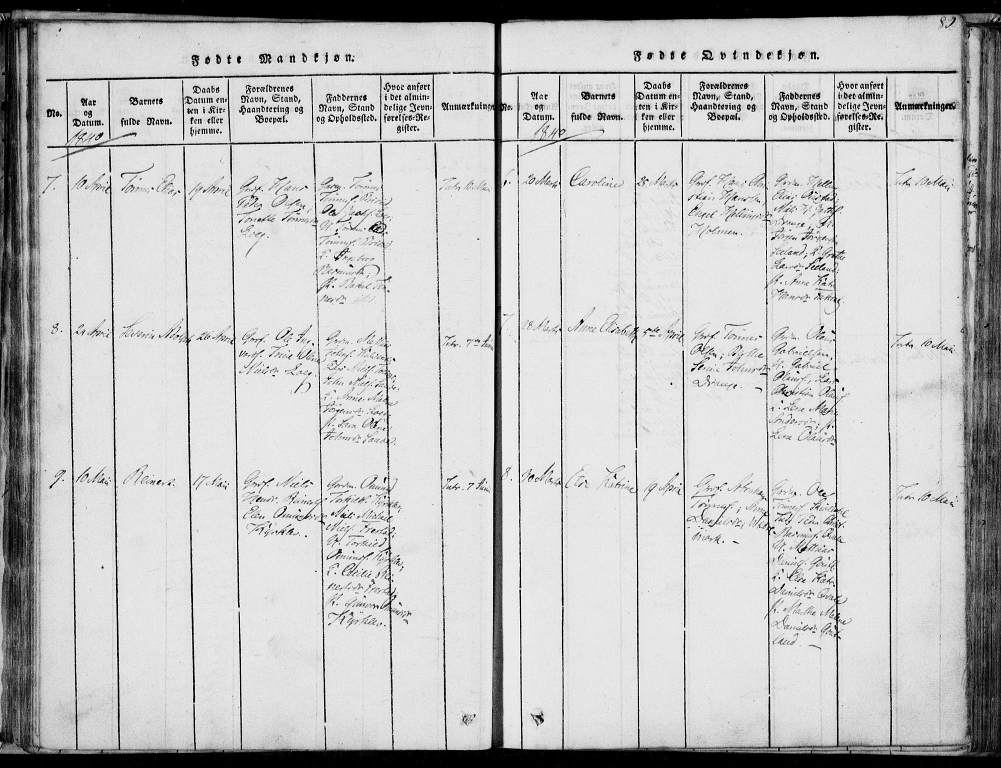 Herad sokneprestkontor, AV/SAK-1111-0018/F/Fa/Faa/L0003: Parish register (official) no. A 3, 1816-1844, p. 83