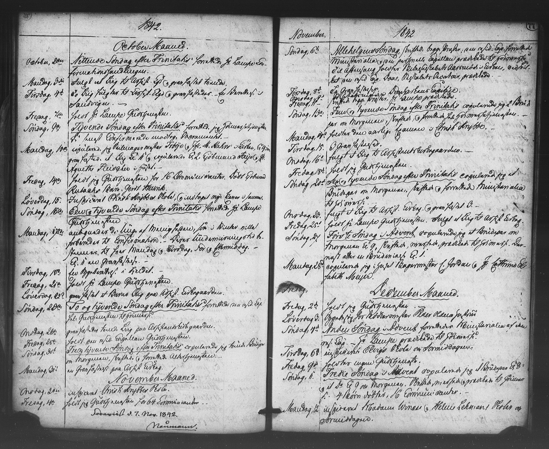 Korskirken sokneprestembete, AV/SAB-A-76101/H/Haa/L0066: Curate's parish register no. A 1, 1826-1843, p. 77