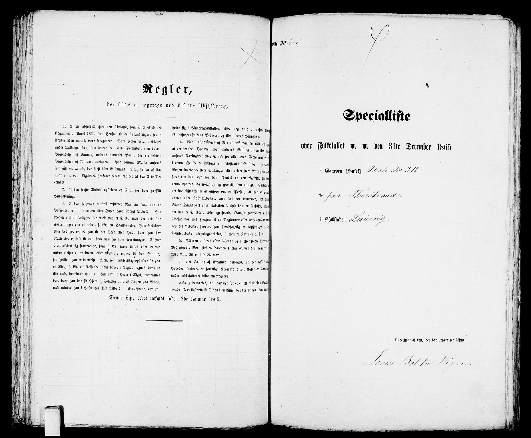 RA, 1865 census for Larvik, 1865, p. 834