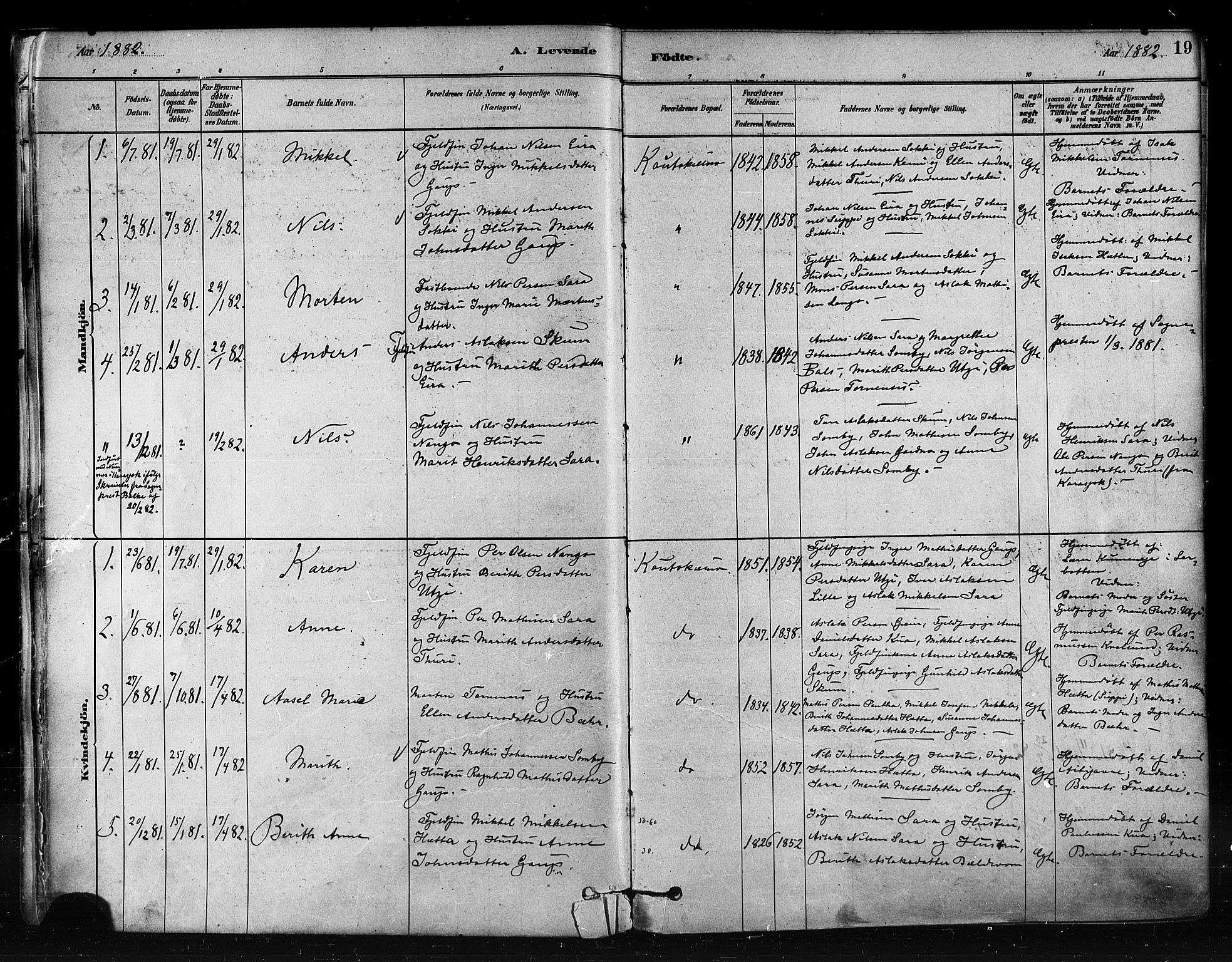 Kautokeino sokneprestembete, AV/SATØ-S-1340/H/Ha/L0004.kirke: Parish register (official) no. 4, 1877-1896, p. 19