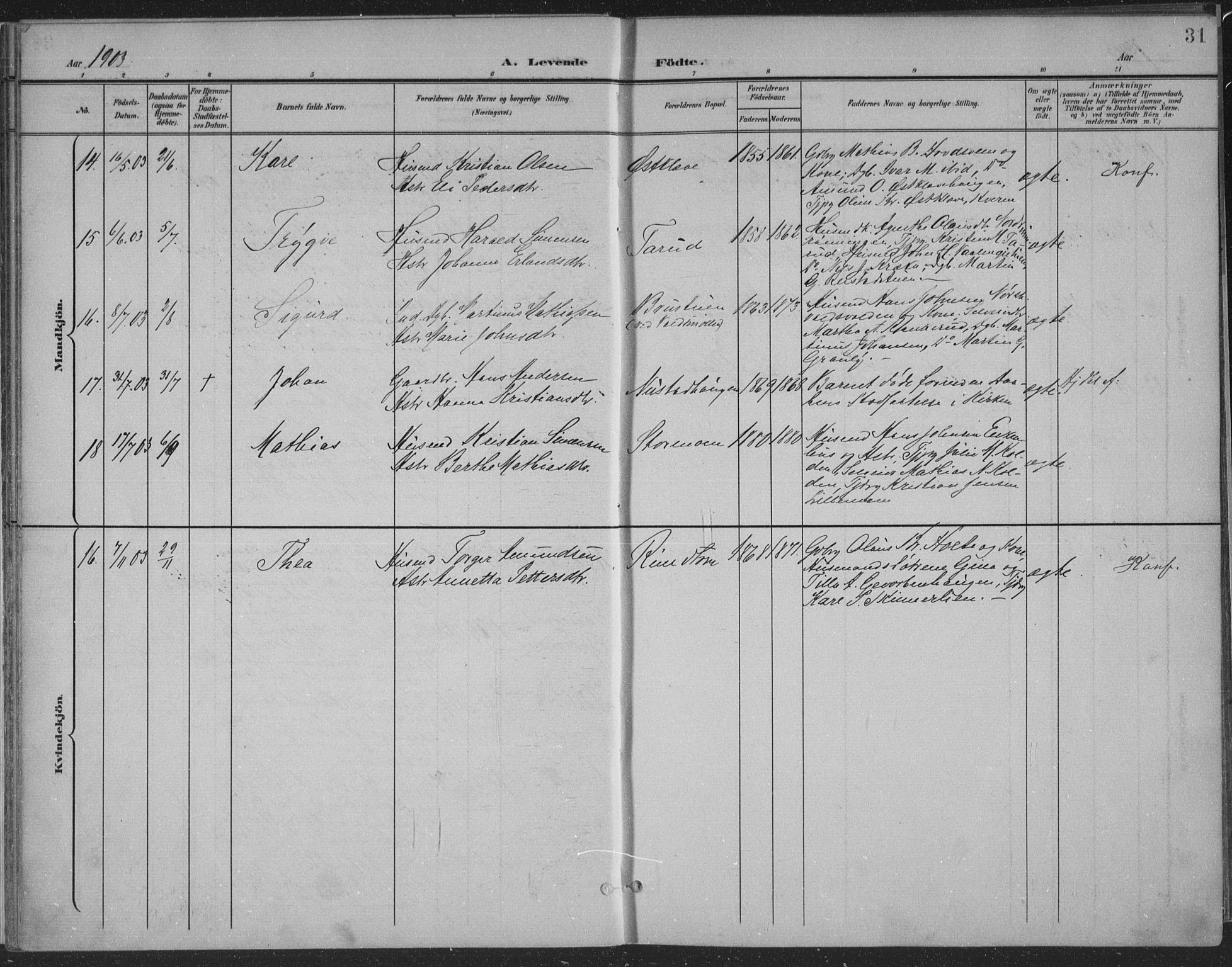 Østre Gausdal prestekontor, AV/SAH-PREST-092/H/Ha/Haa/L0004: Parish register (official) no. 4, 1898-1914, p. 31