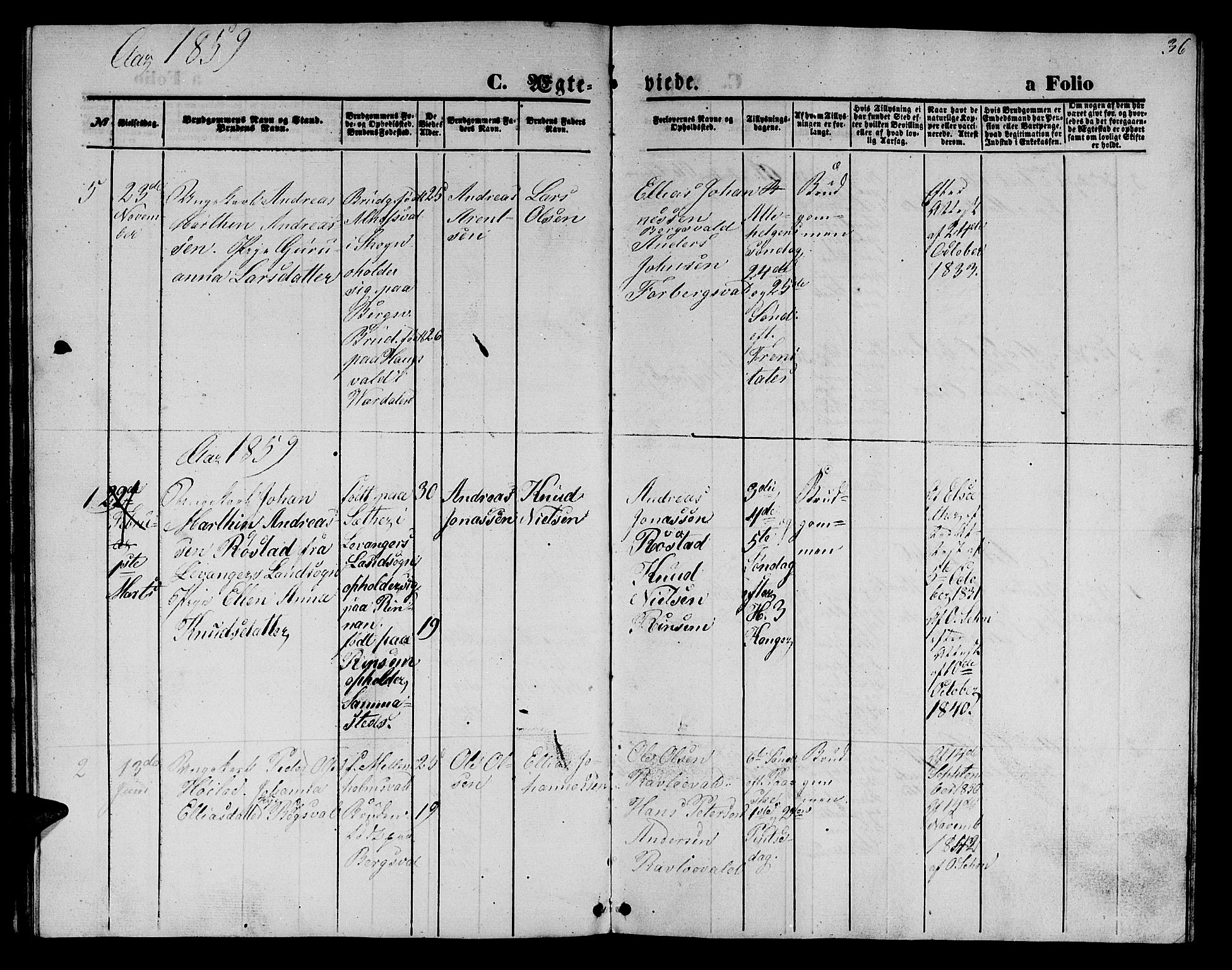 Ministerialprotokoller, klokkerbøker og fødselsregistre - Nord-Trøndelag, AV/SAT-A-1458/726/L0270: Parish register (copy) no. 726C01, 1858-1868, p. 36