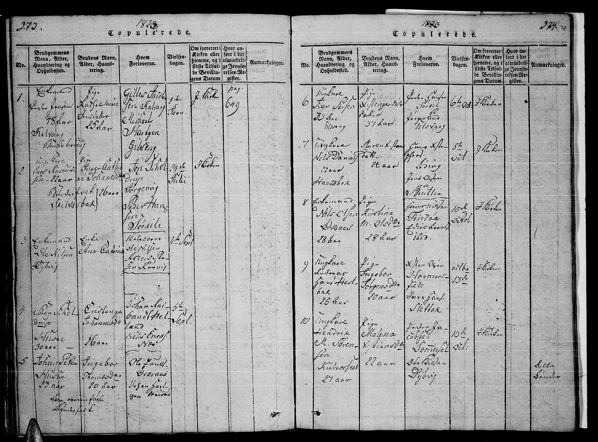 Ministerialprotokoller, klokkerbøker og fødselsregistre - Nordland, AV/SAT-A-1459/859/L0855: Parish register (copy) no. 859C01, 1821-1839, p. 373-374