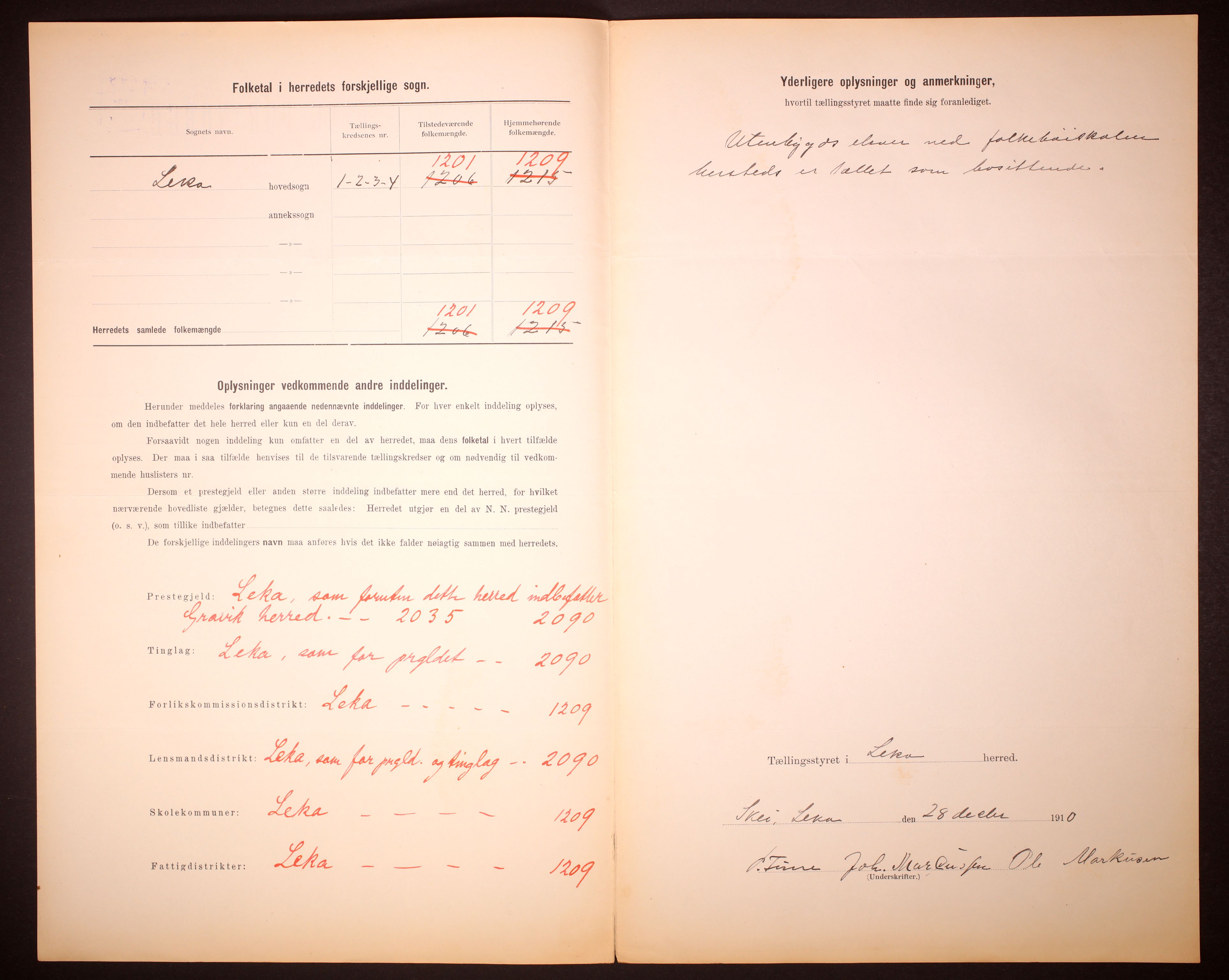 RA, 1910 census for Leka, 1910, p. 3