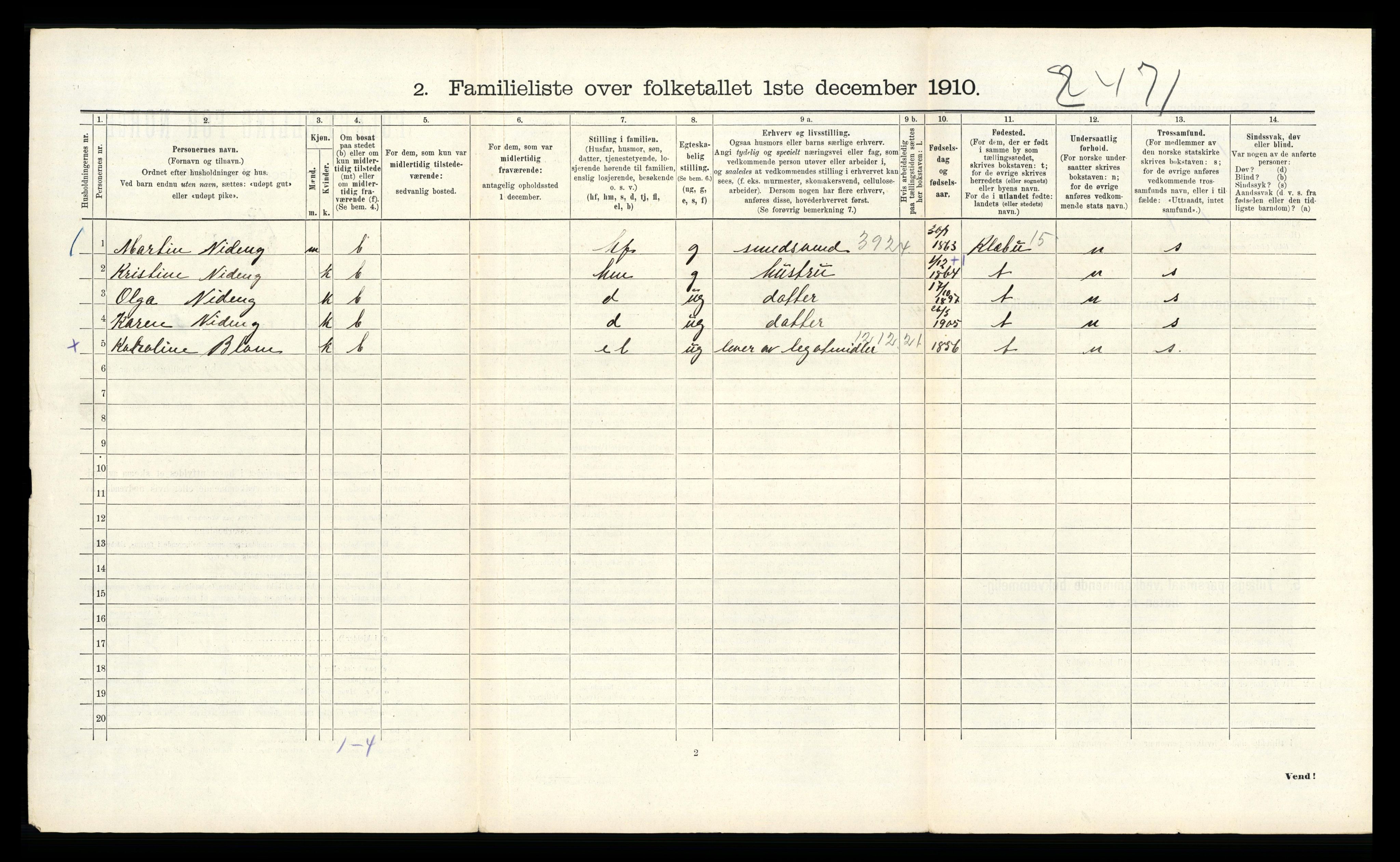 RA, 1910 census for Trondheim, 1910, p. 15696