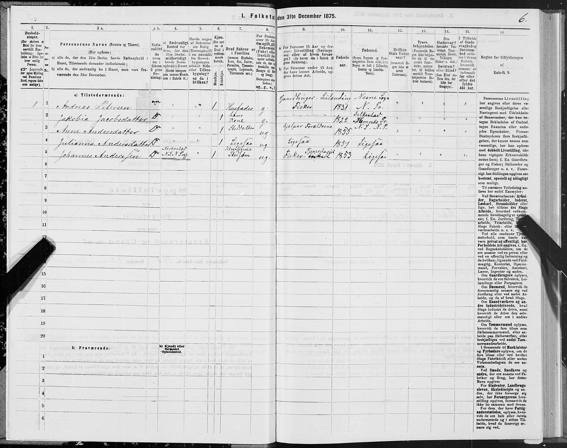 SAT, 1875 census for 1828P Nesna, 1875, p. 3006