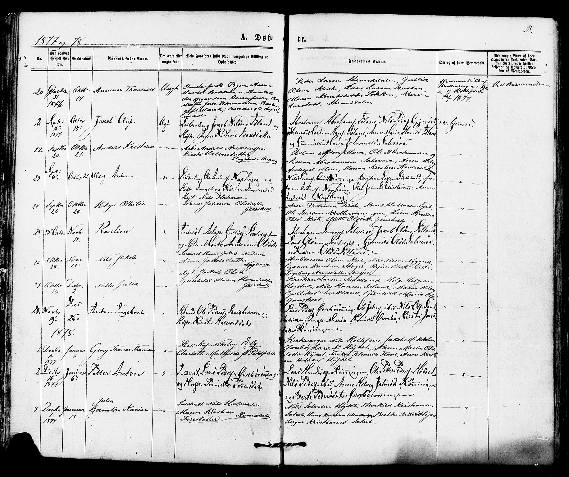 Siljan kirkebøker, SAKO/A-300/F/Fa/L0002: Parish register (official) no. 2, 1870-1895, p. 18