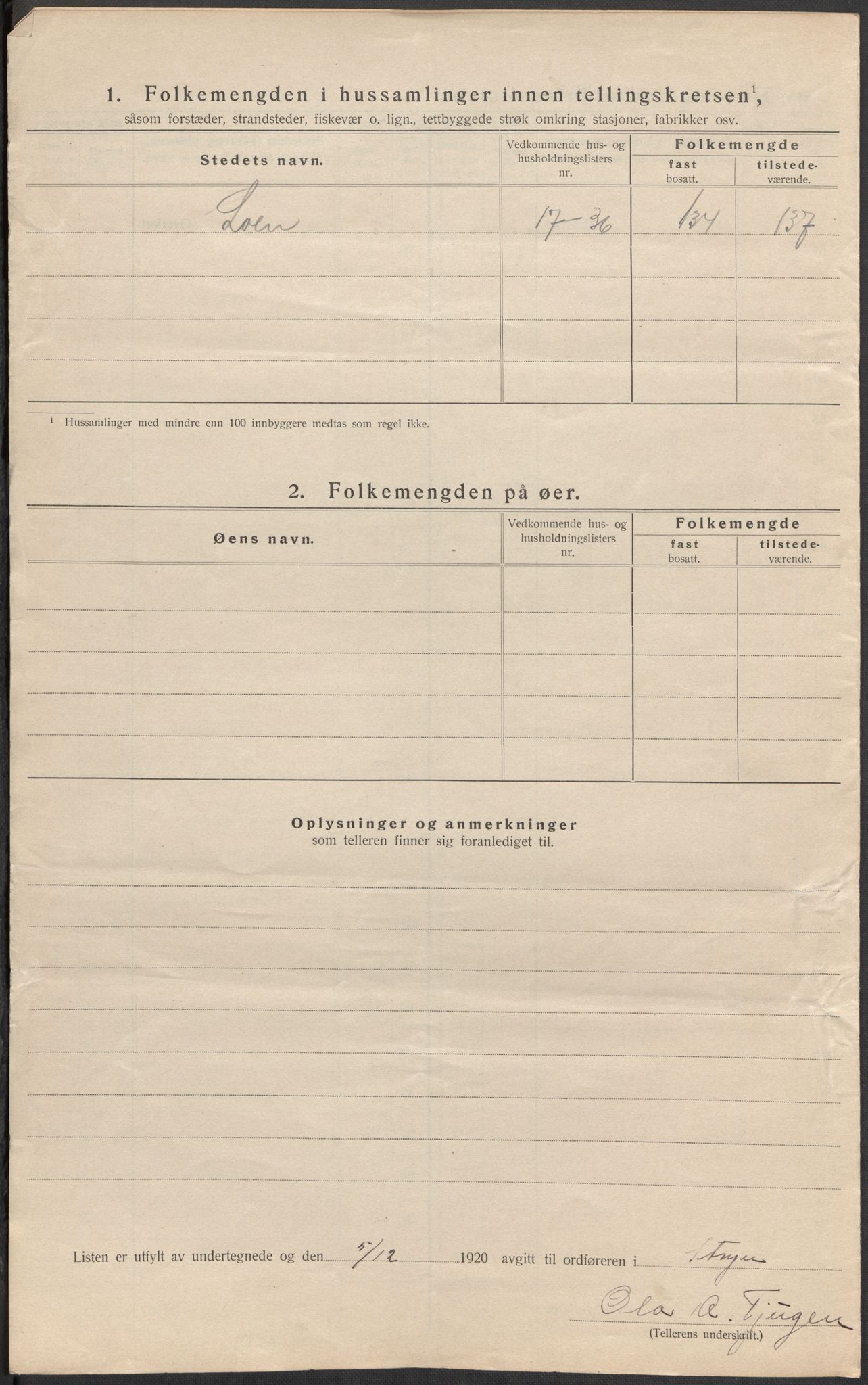 SAB, 1920 census for Stryn, 1920, p. 43