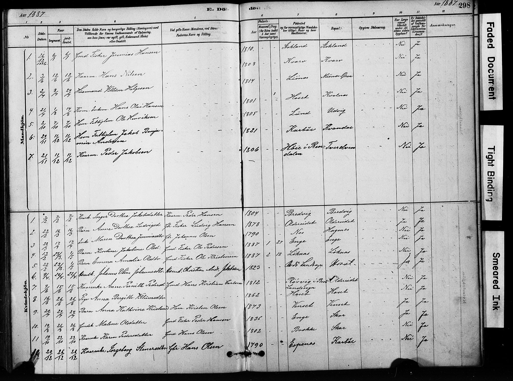 Ministerialprotokoller, klokkerbøker og fødselsregistre - Nordland, SAT/A-1459/852/L0754: Parish register (copy) no. 852C05, 1878-1894, p. 298