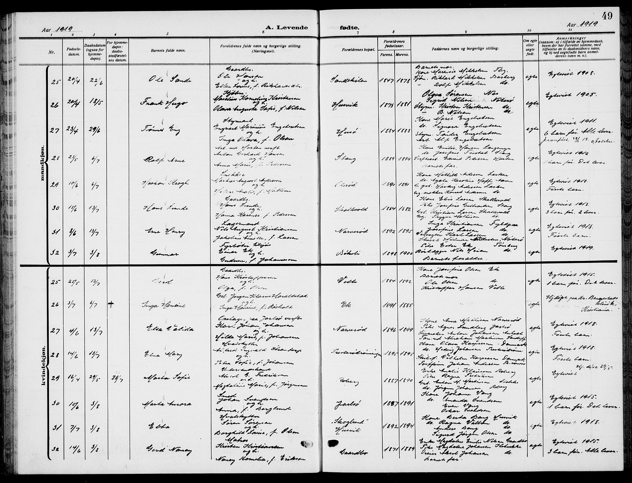 Sem kirkebøker, AV/SAKO-A-5/G/Gb/L0004: Parish register (copy) no. II 4, 1914-1937, p. 49