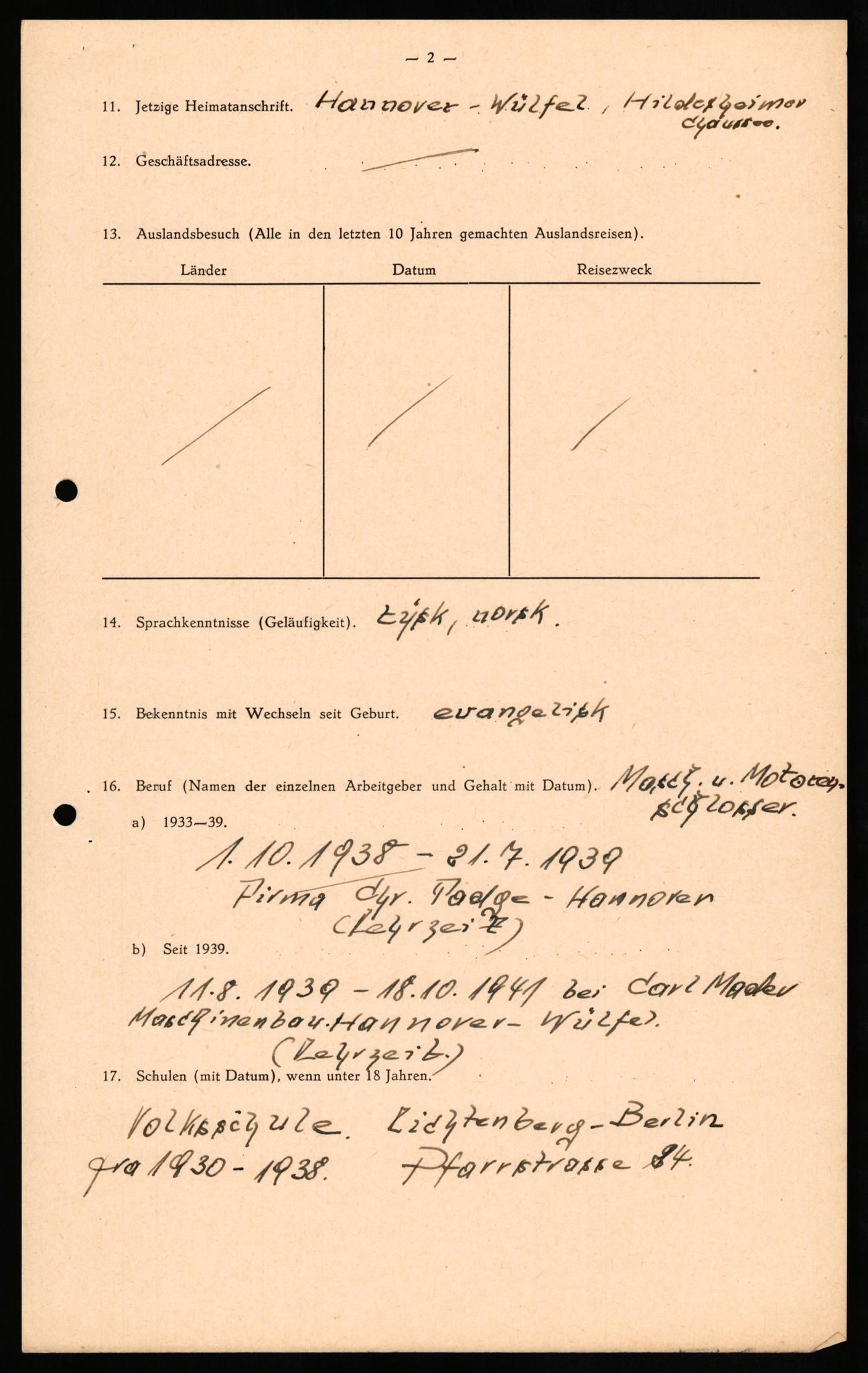 Forsvaret, Forsvarets overkommando II, AV/RA-RAFA-3915/D/Db/L0024: CI Questionaires. Tyske okkupasjonsstyrker i Norge. Tyskere., 1945-1946, p. 47