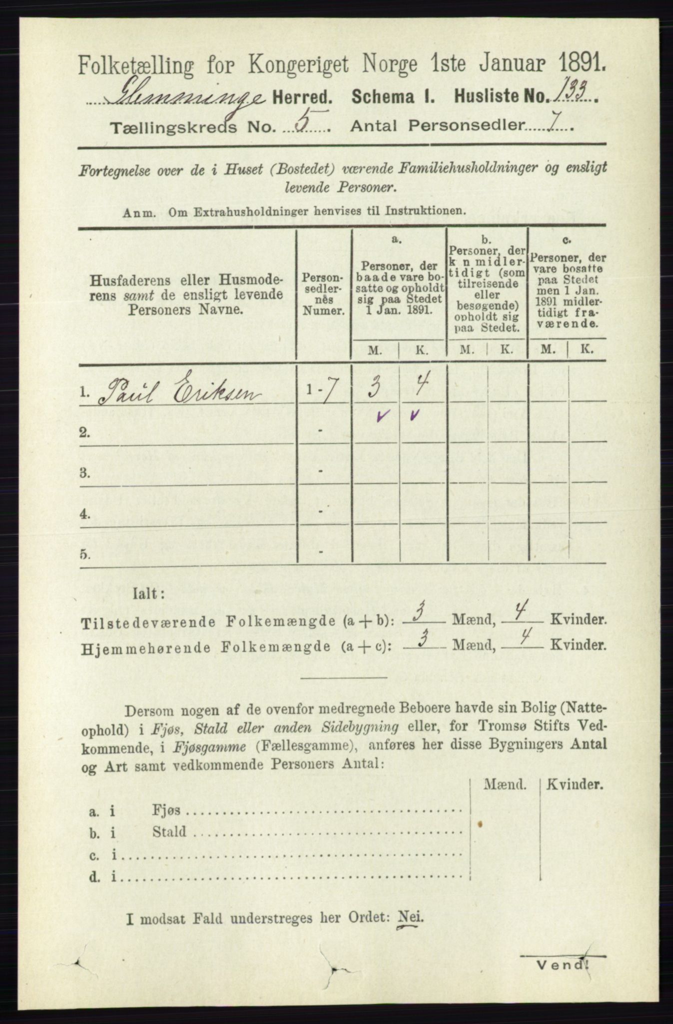 RA, 1891 census for 0132 Glemmen, 1891, p. 6030