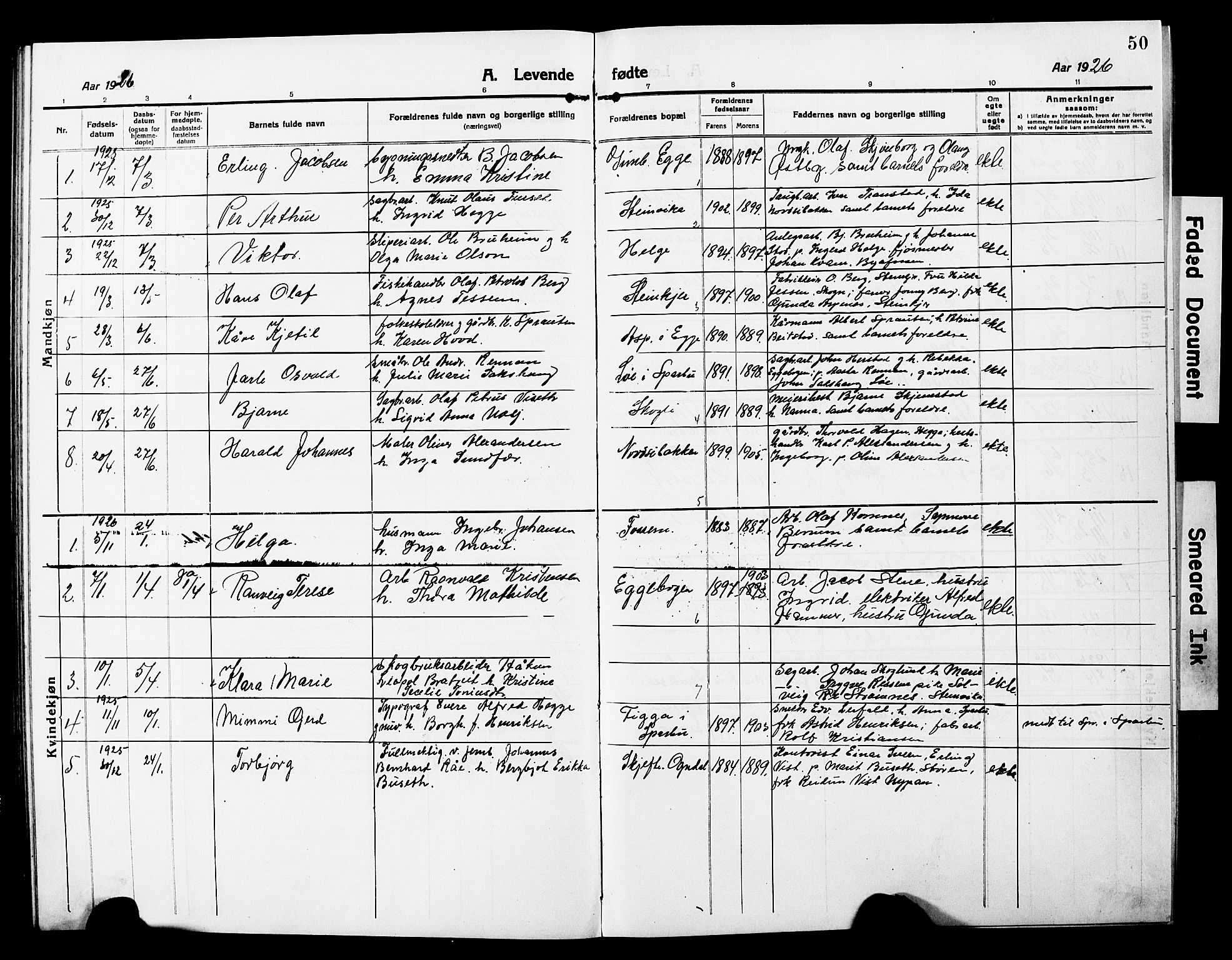 Ministerialprotokoller, klokkerbøker og fødselsregistre - Nord-Trøndelag, SAT/A-1458/740/L0382: Parish register (copy) no. 740C03, 1915-1927, p. 50