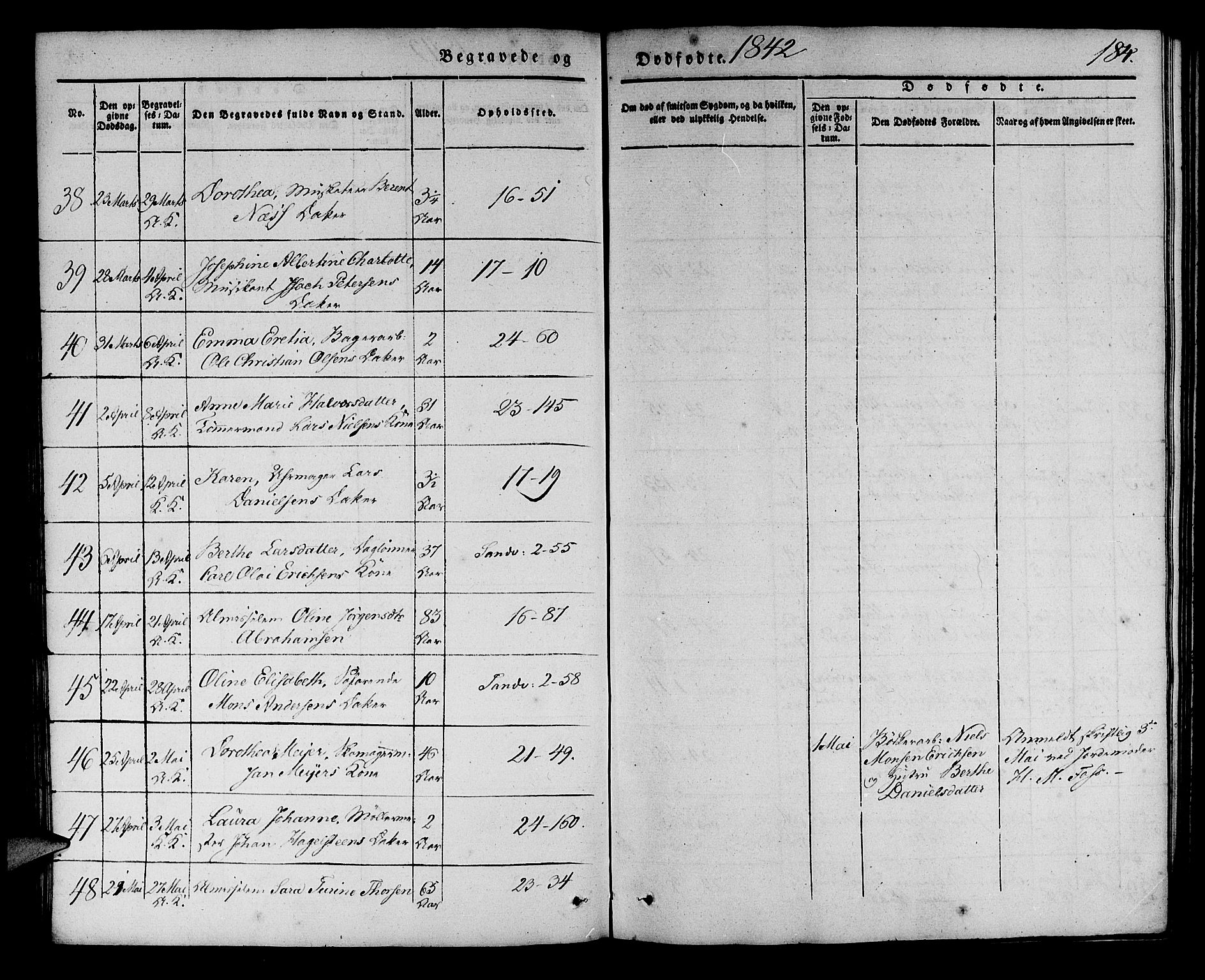 Korskirken sokneprestembete, AV/SAB-A-76101/H/Haa/L0043: Parish register (official) no. E 1, 1834-1848, p. 184