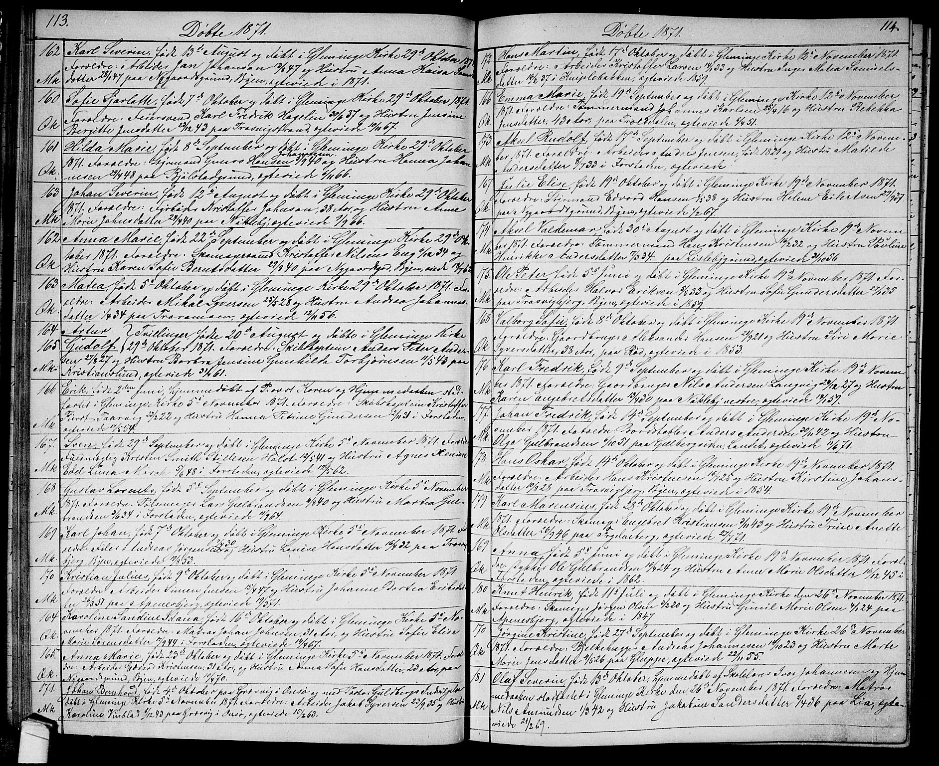 Glemmen prestekontor Kirkebøker, SAO/A-10908/G/Ga/L0004: Parish register (copy) no. 4, 1867-1875, p. 113-114