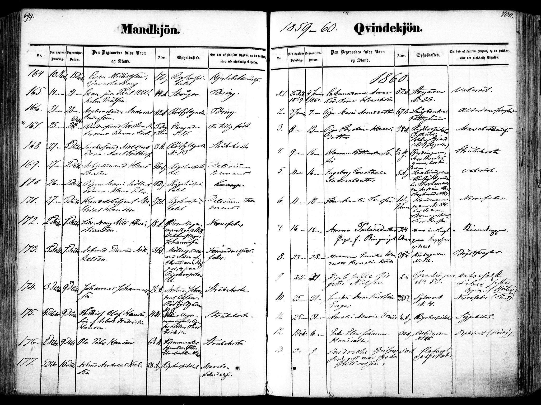 Oslo domkirke Kirkebøker, SAO/A-10752/F/Fa/L0025: Parish register (official) no. 25, 1847-1867, p. 699-700