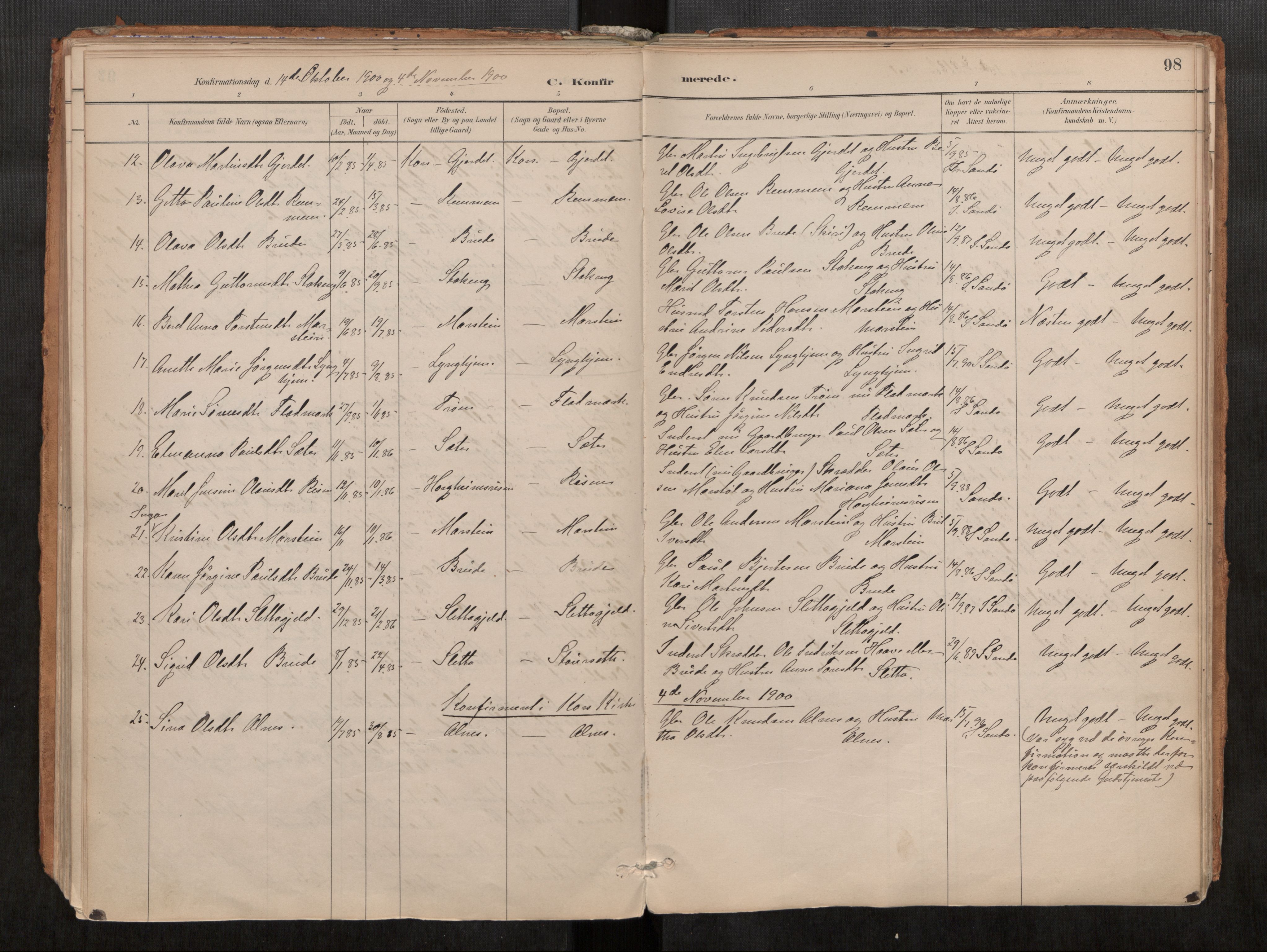Ministerialprotokoller, klokkerbøker og fødselsregistre - Møre og Romsdal, SAT/A-1454/546/L0599: Parish register (official) no. 546A03, 1882-1920, p. 98