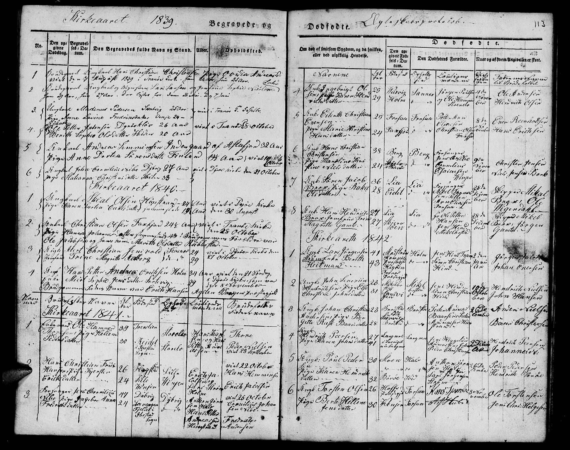 Tranøy sokneprestkontor, SATØ/S-1313/I/Ia/Iab/L0010klokker: Parish register (copy) no. 10, 1835-1844, p. 113