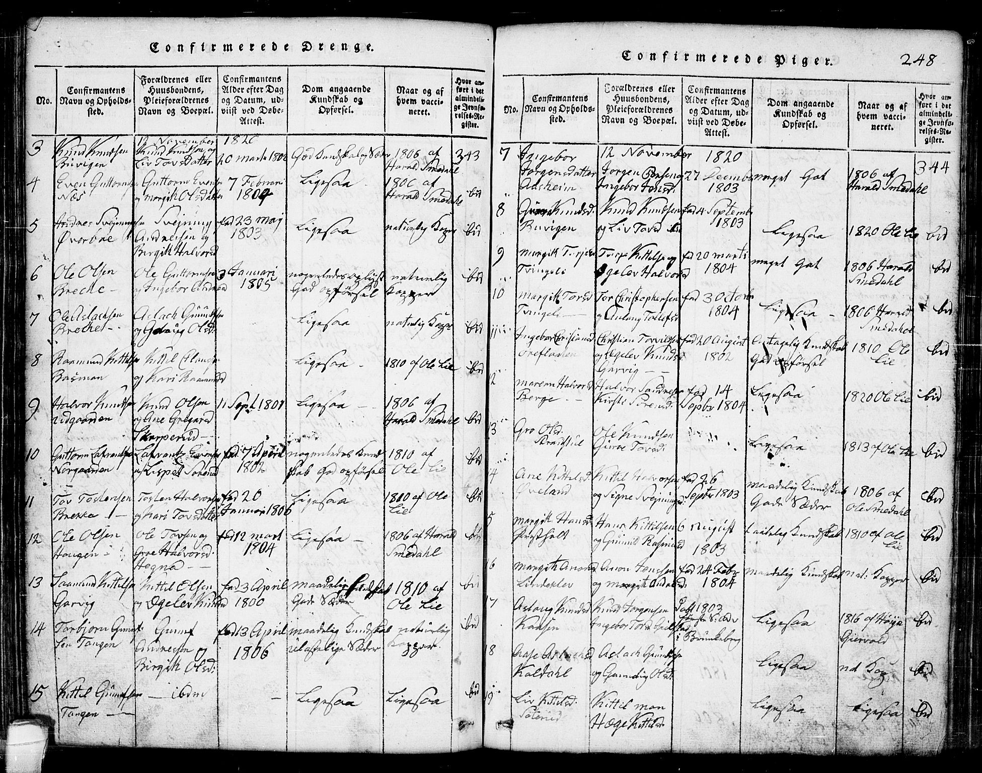Seljord kirkebøker, SAKO/A-20/G/Ga/L0001: Parish register (copy) no. I 1, 1815-1854, p. 248
