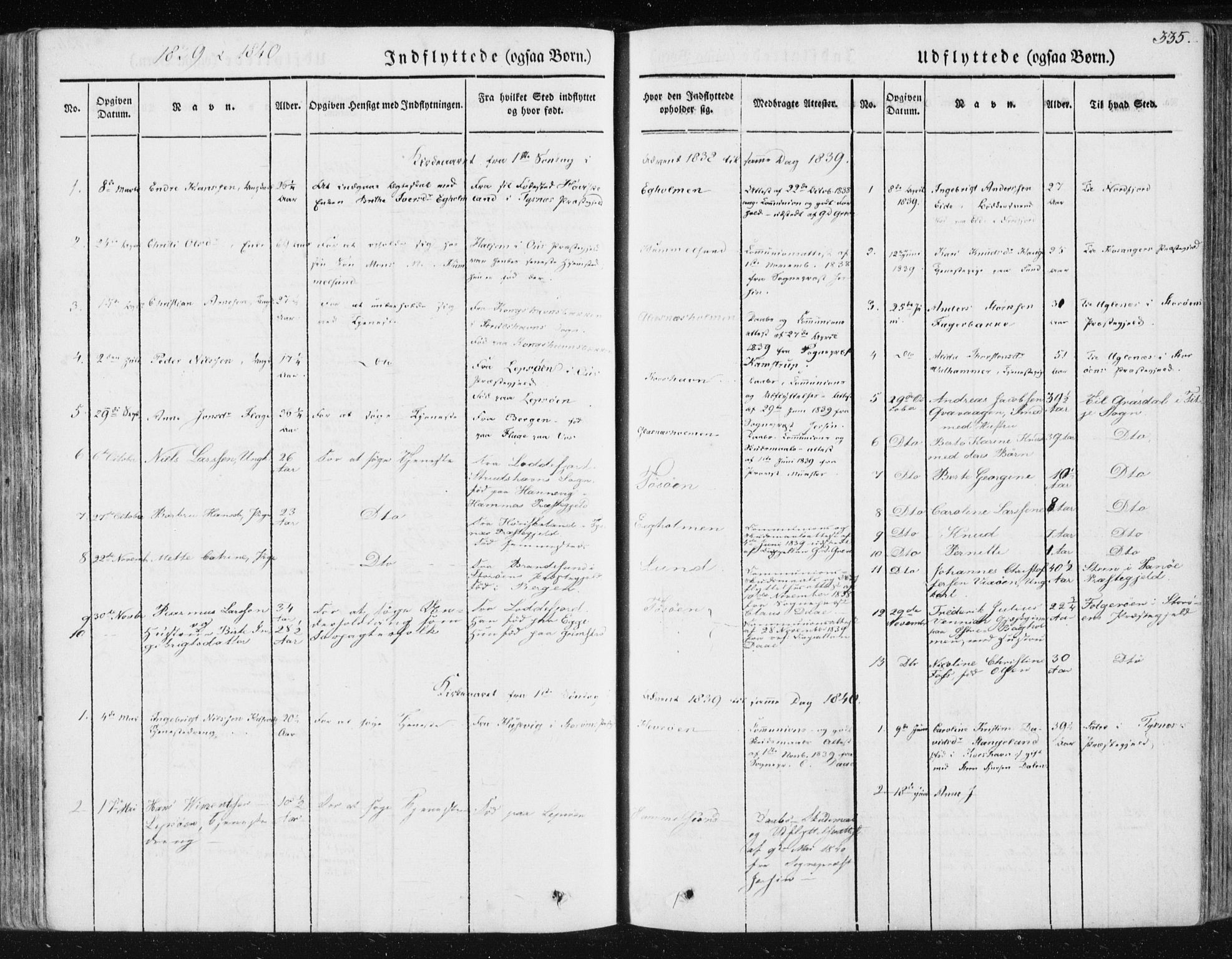 Sund sokneprestembete, SAB/A-99930: Parish register (official) no. A 13, 1835-1849, p. 335