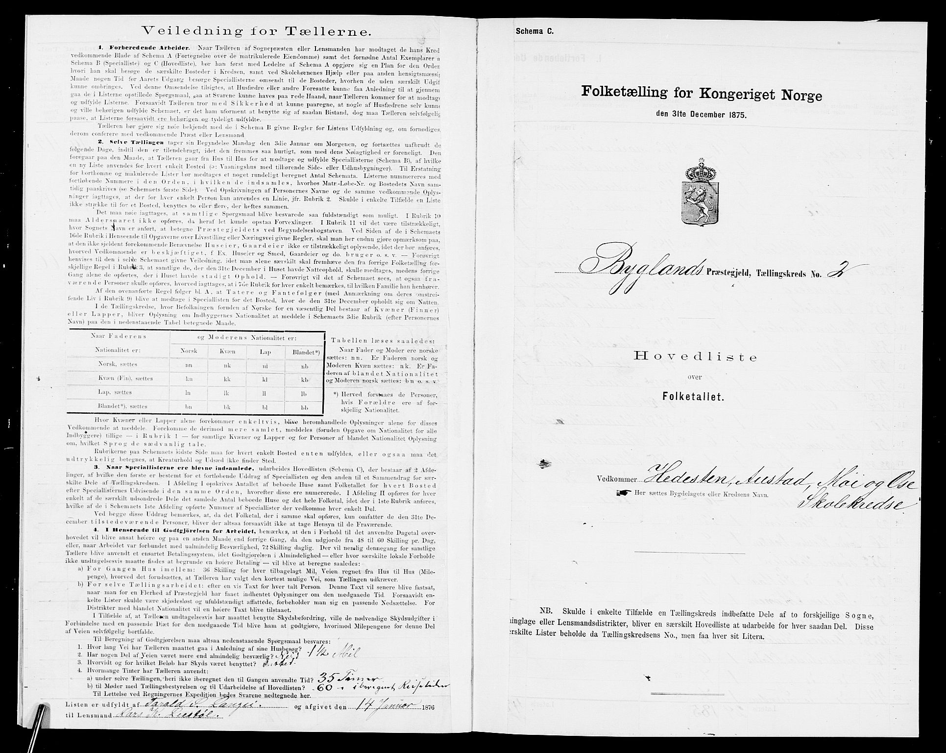 SAK, 1875 census for 0938P Bygland, 1875, p. 18