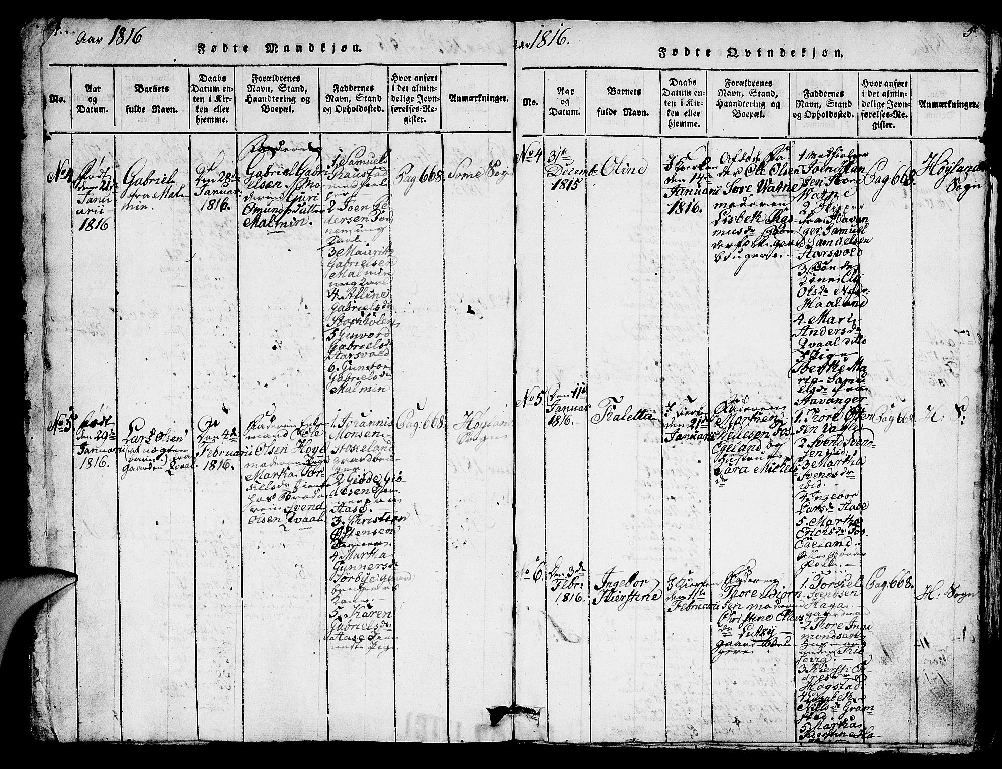 Høyland sokneprestkontor, SAST/A-101799/001/30BA/L0006: Parish register (official) no. A 6, 1815-1825, p. 4-5