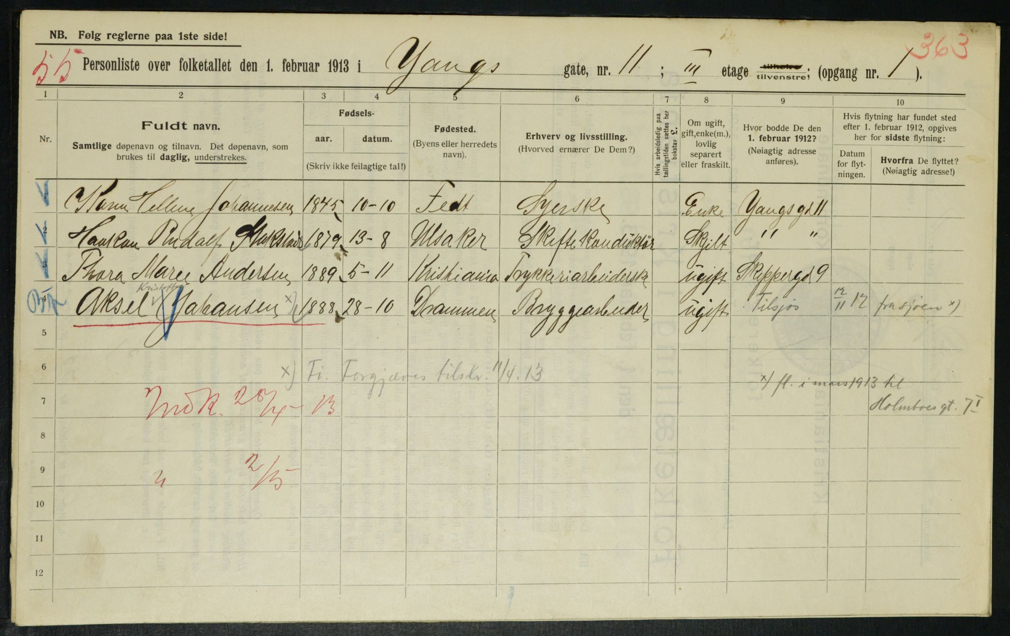 OBA, Municipal Census 1913 for Kristiania, 1913, p. 128498