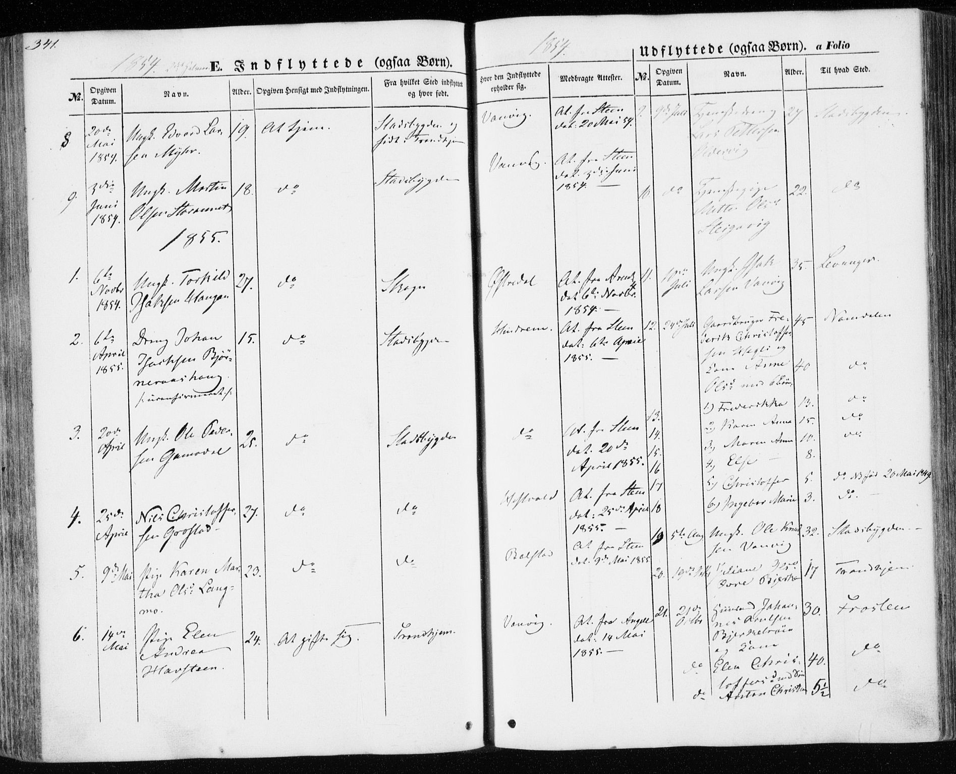 Ministerialprotokoller, klokkerbøker og fødselsregistre - Nord-Trøndelag, SAT/A-1458/701/L0008: Parish register (official) no. 701A08 /1, 1854-1863, p. 341