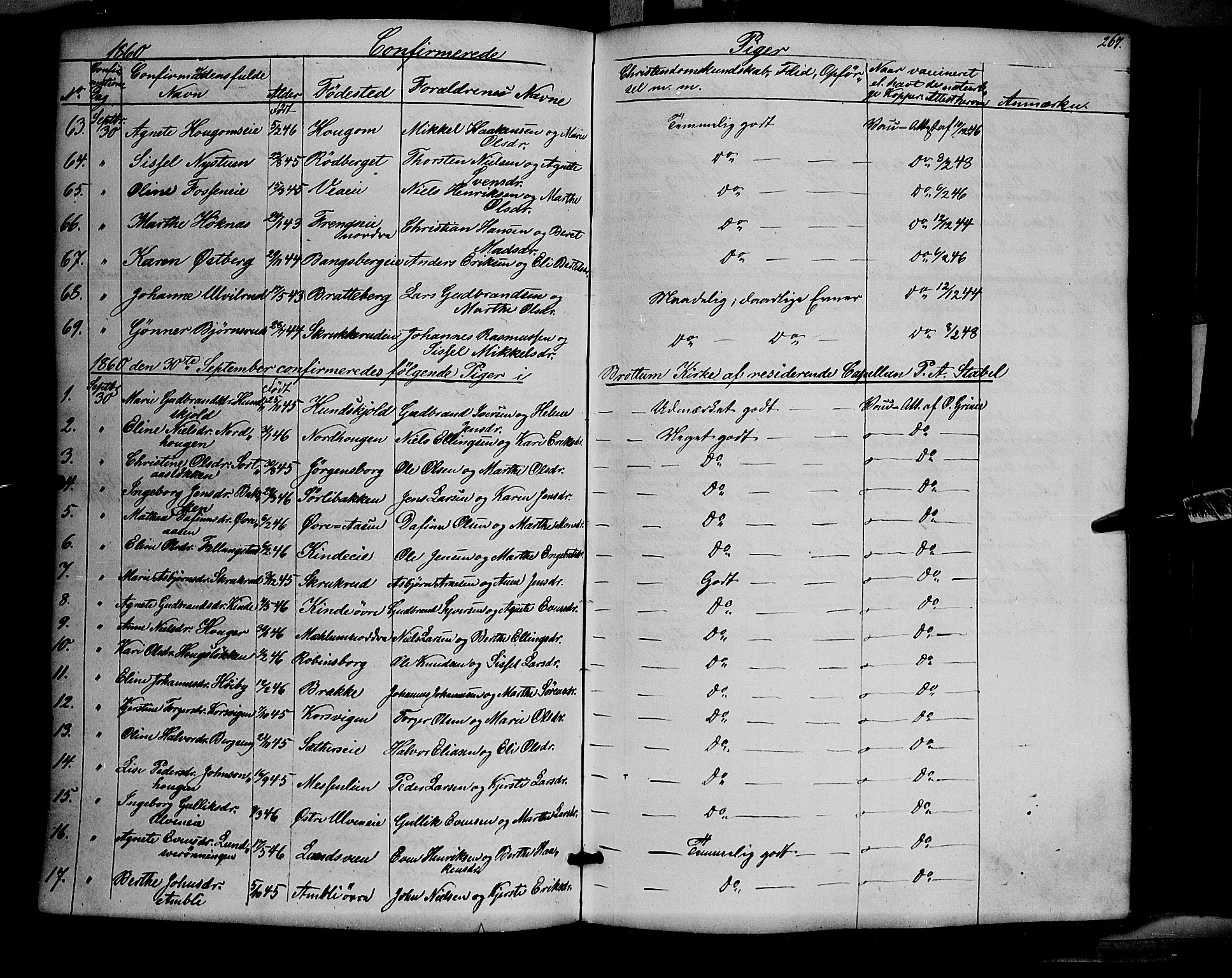 Ringsaker prestekontor, SAH/PREST-014/K/Ka/L0009: Parish register (official) no. 9, 1850-1860, p. 267