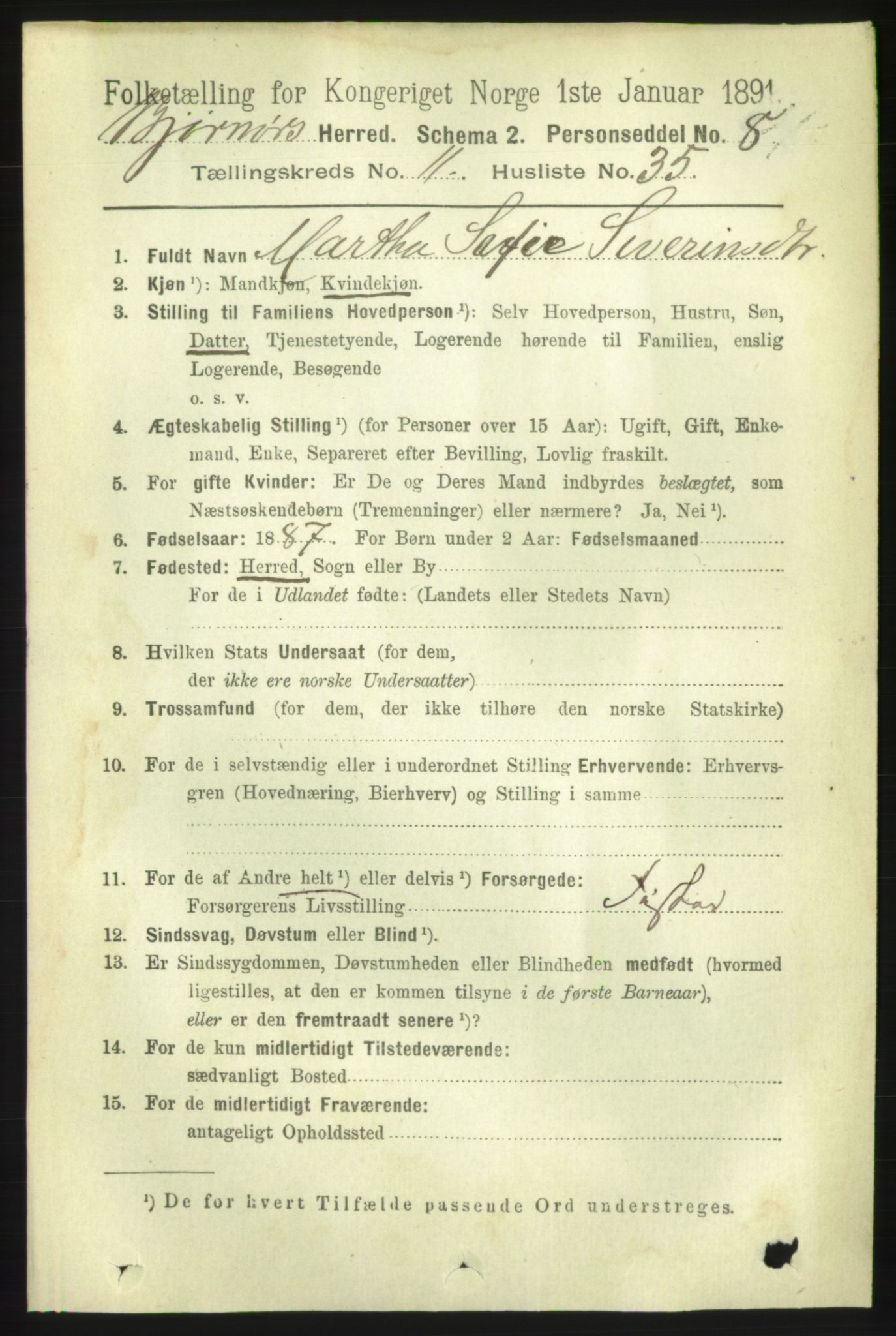 RA, 1891 census for 1632 Bjørnør, 1891, p. 4908