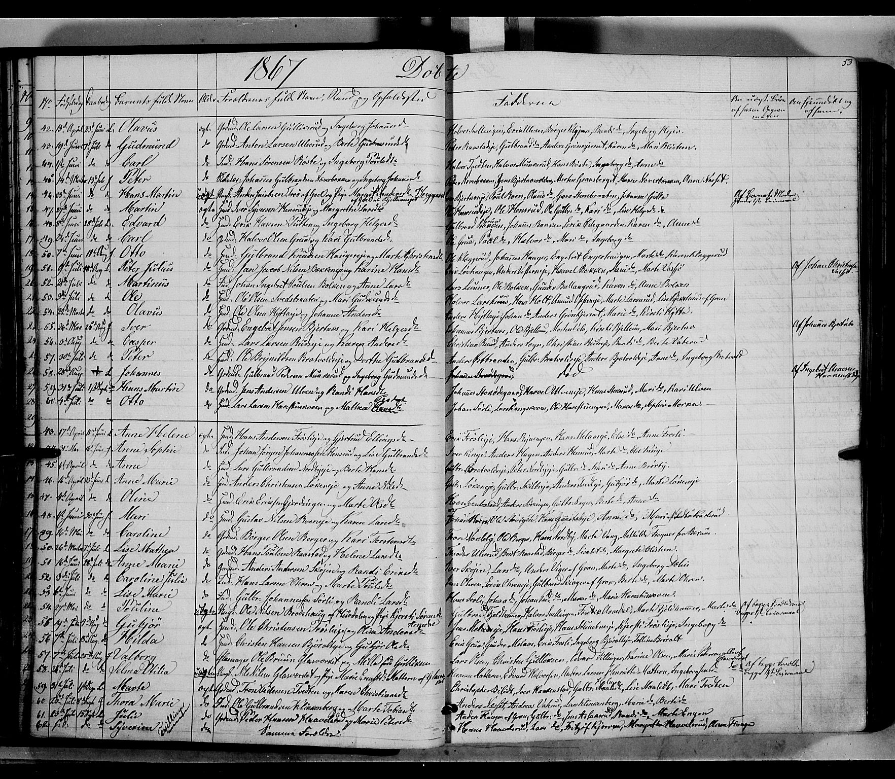 Jevnaker prestekontor, AV/SAH-PREST-116/H/Ha/Haa/L0007: Parish register (official) no. 7, 1858-1876, p. 53