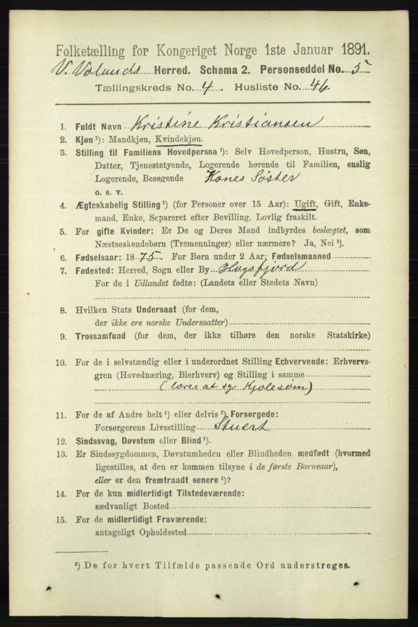 RA, 1891 census for 0926 Vestre Moland, 1891, p. 1568