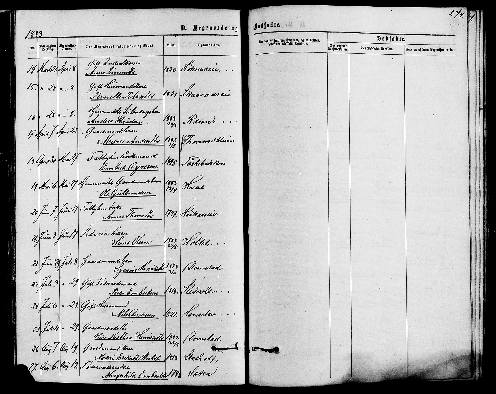 Romedal prestekontor, AV/SAH-PREST-004/K/L0006: Parish register (official) no. 6, 1866-1886, p. 274