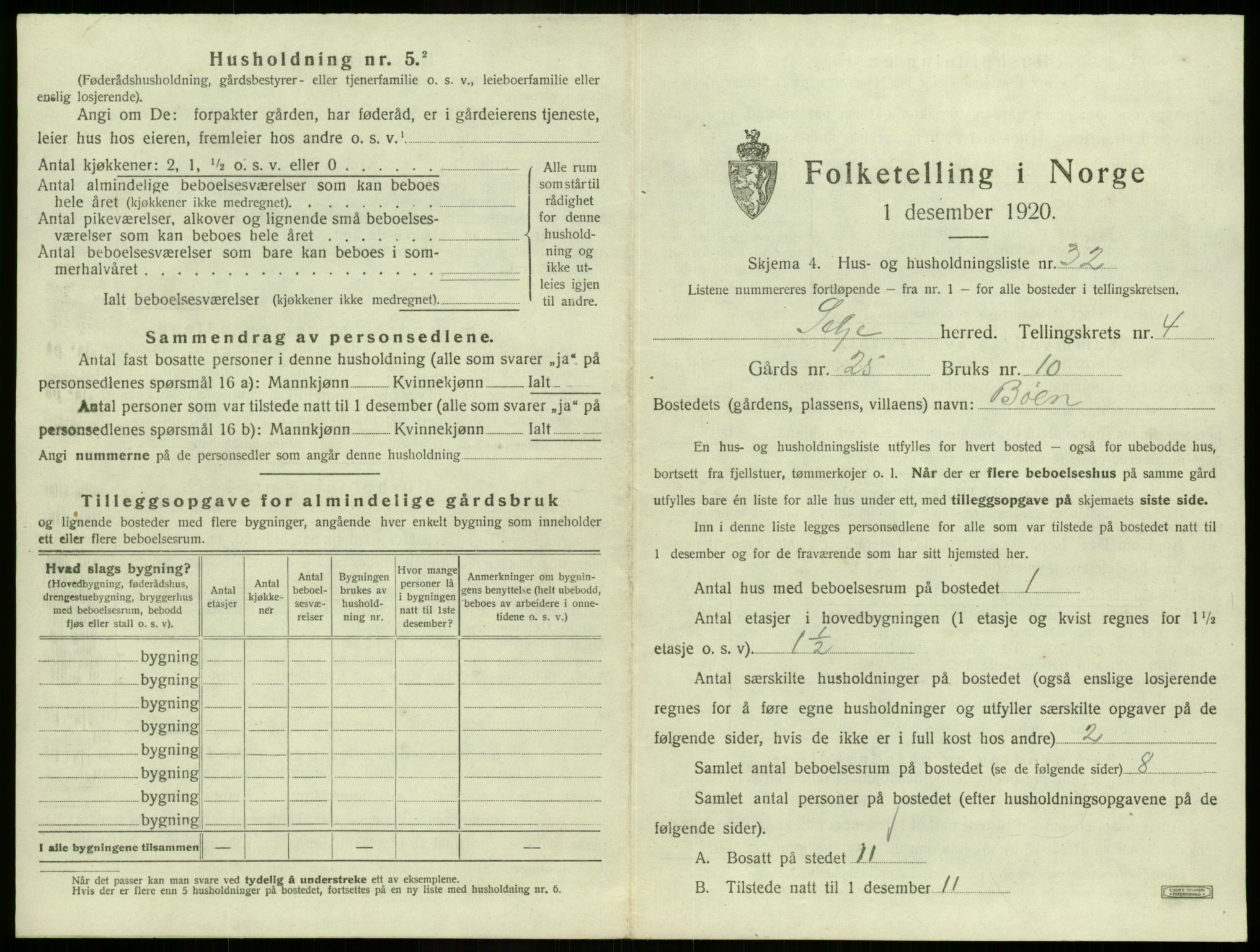 SAB, 1920 census for Selje, 1920, p. 350