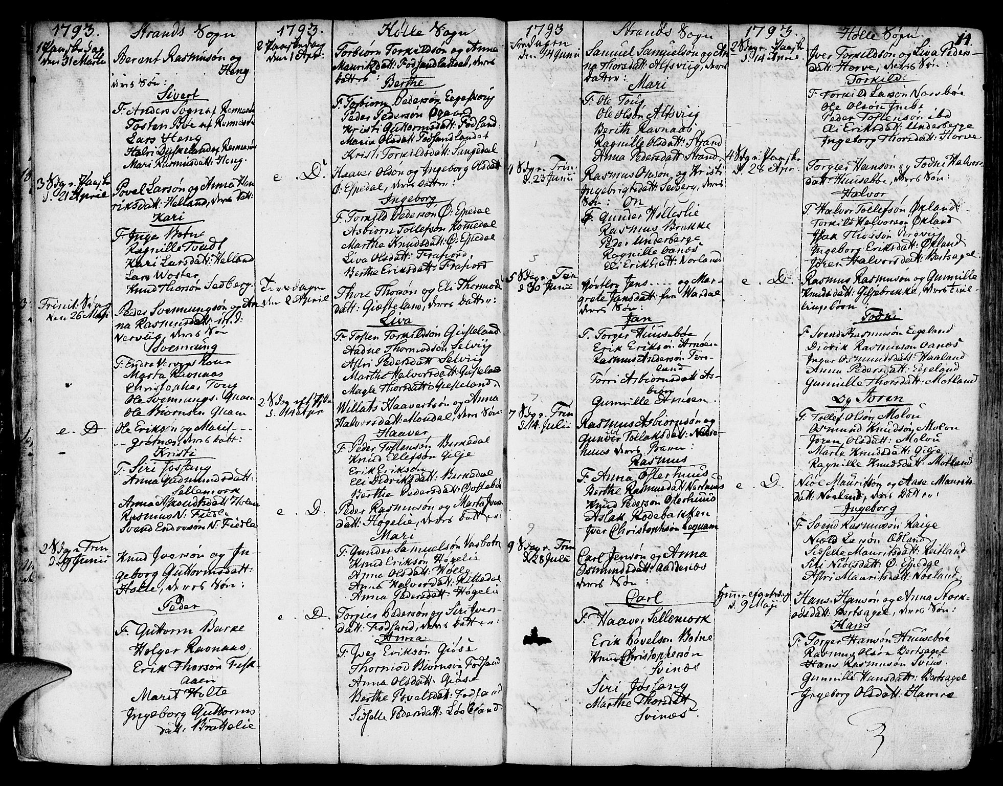 Strand sokneprestkontor, SAST/A-101828/H/Ha/Haa/L0003: Parish register (official) no. A 3, 1769-1816, p. 14