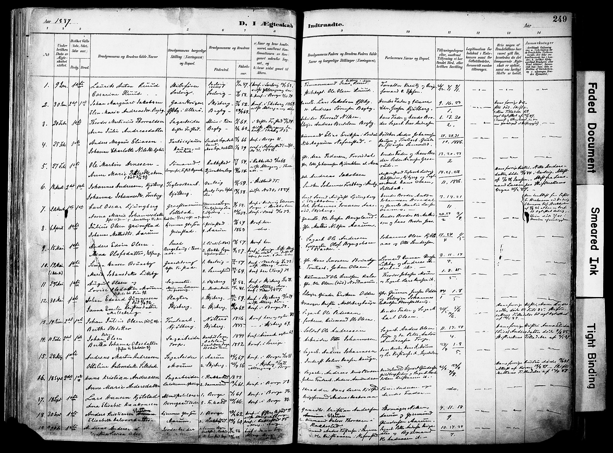 Borge prestekontor Kirkebøker, SAO/A-10903/F/Fa/L0008: Parish register (official) no. I 8B, 1887-1902, p. 249