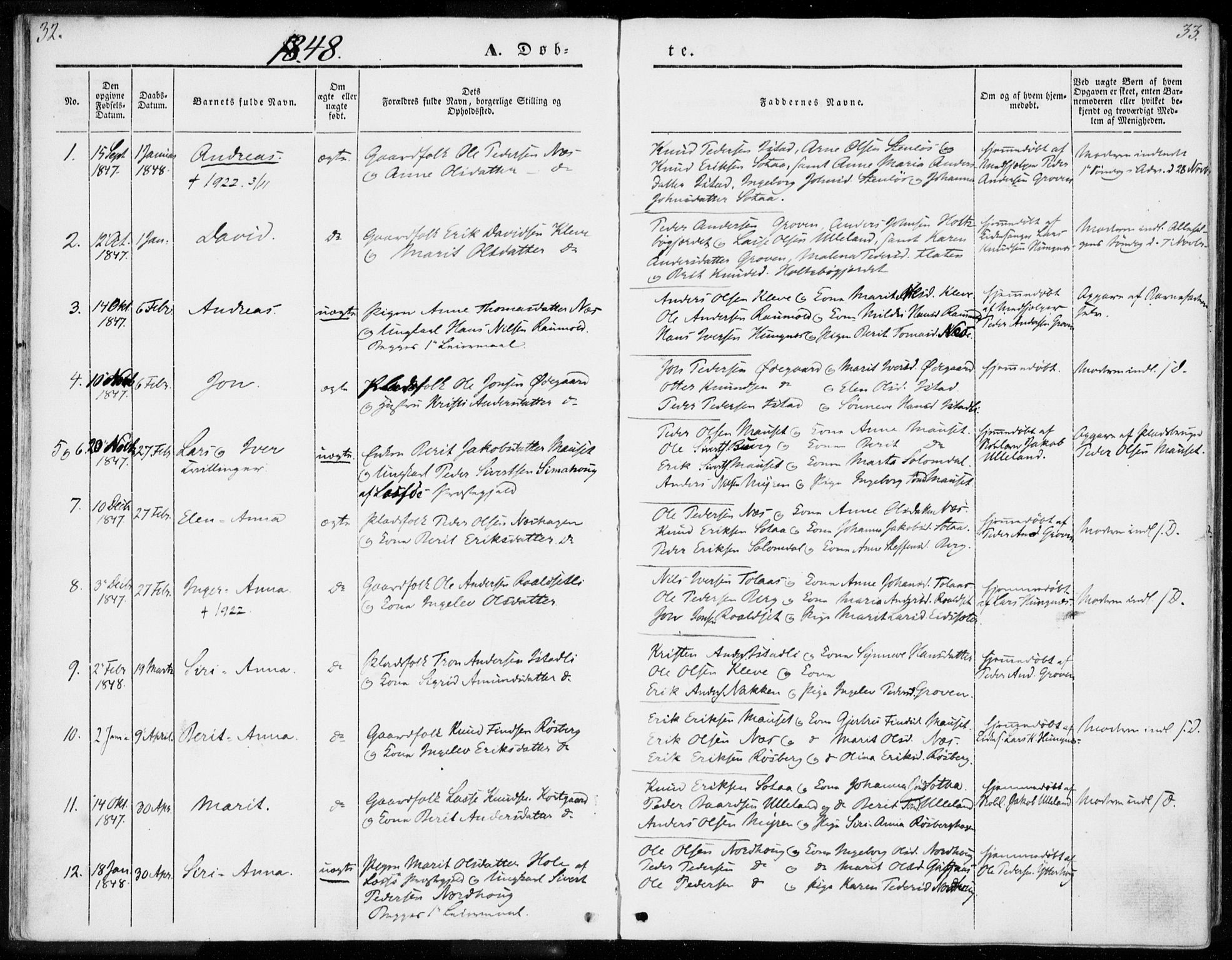 Ministerialprotokoller, klokkerbøker og fødselsregistre - Møre og Romsdal, SAT/A-1454/557/L0680: Parish register (official) no. 557A02, 1843-1869, p. 32-33