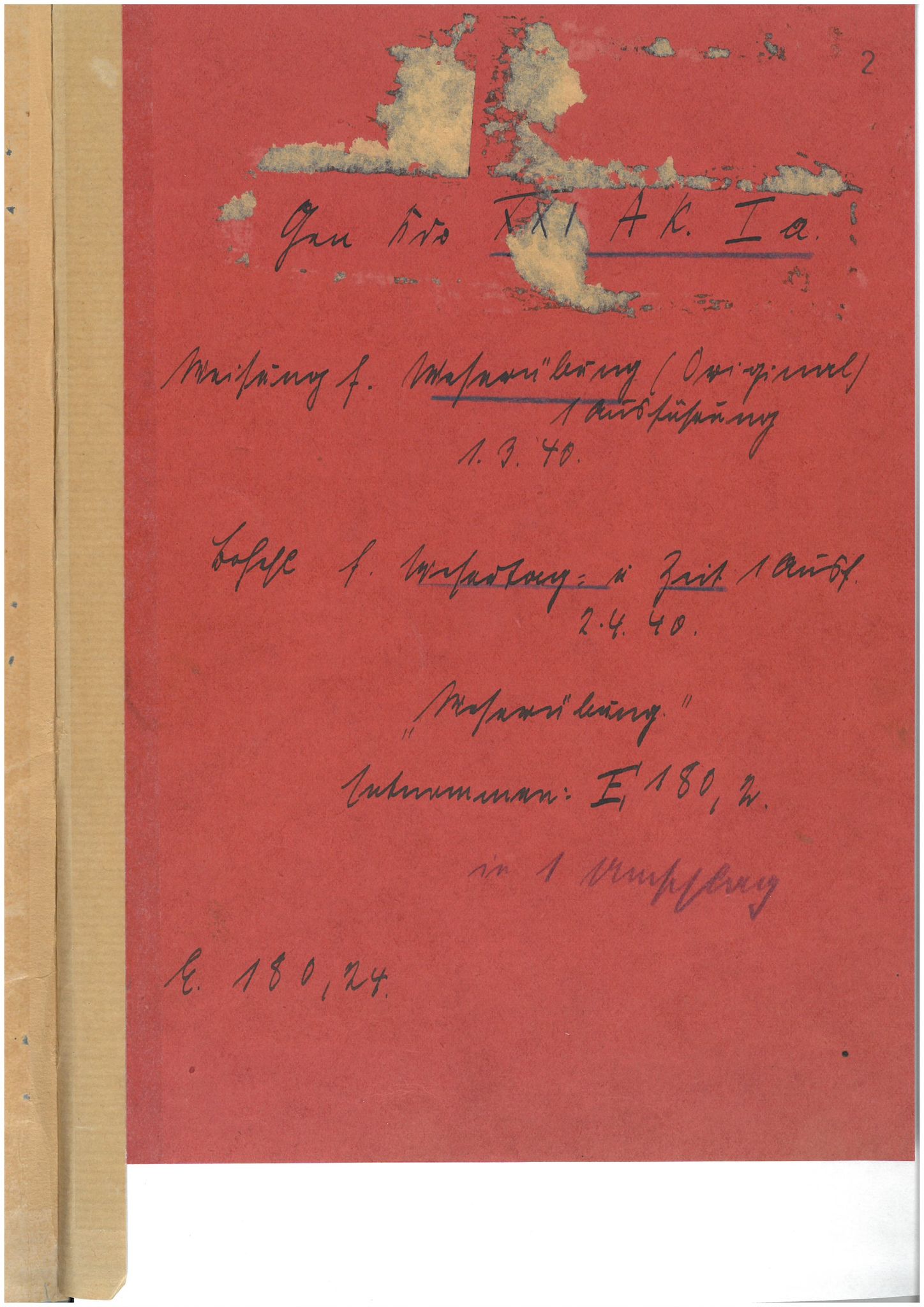RH 24-21 (XXI. Armeekorps / XXI. Gebirgs-Armeekorps), BARCH/-//23: Weisung für "Fall Weserübung", 1940, p. 2