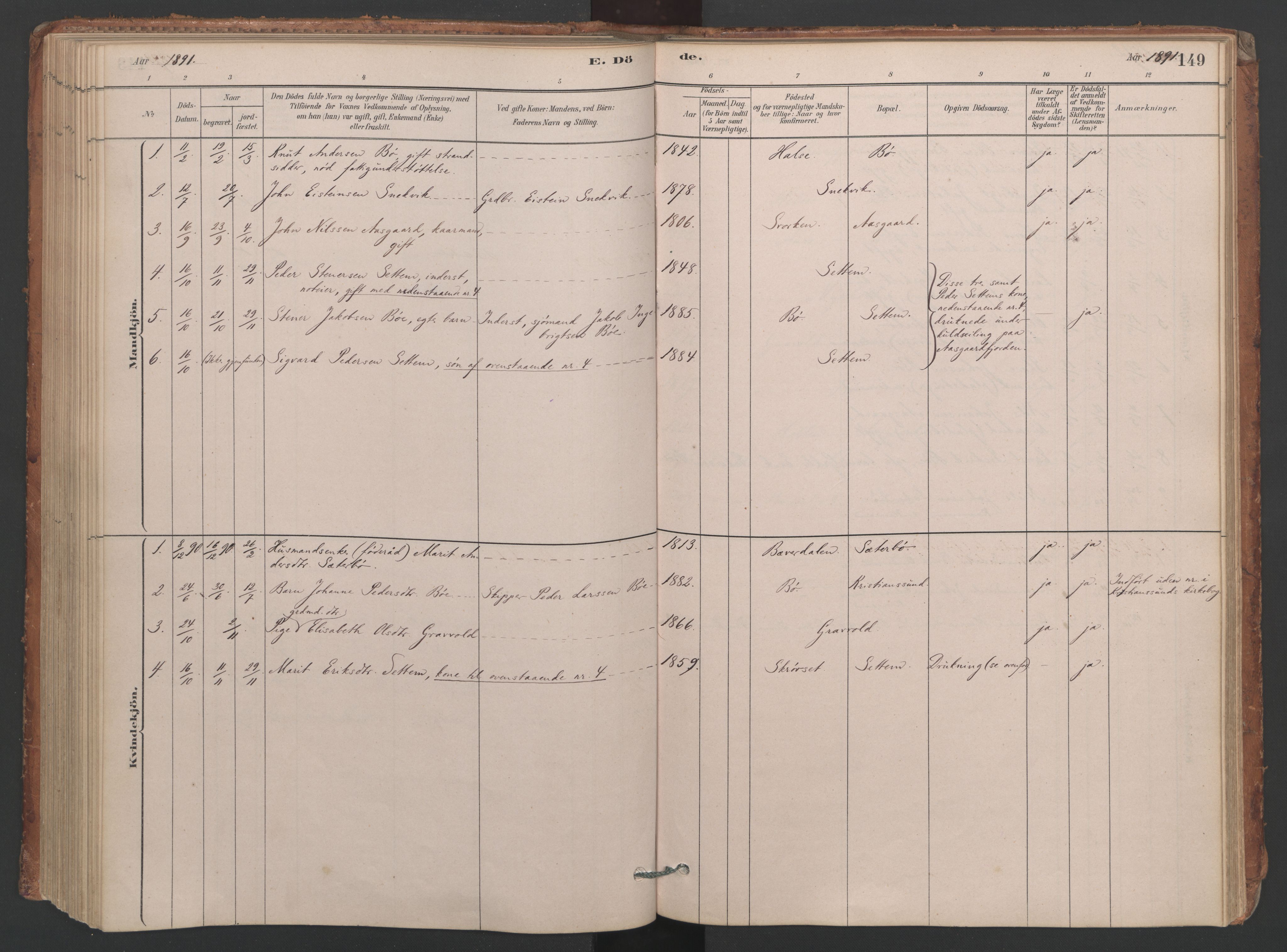 Ministerialprotokoller, klokkerbøker og fødselsregistre - Møre og Romsdal, AV/SAT-A-1454/594/L1036: Parish register (official) no. 594A02 (?), 1879-1910, p. 149