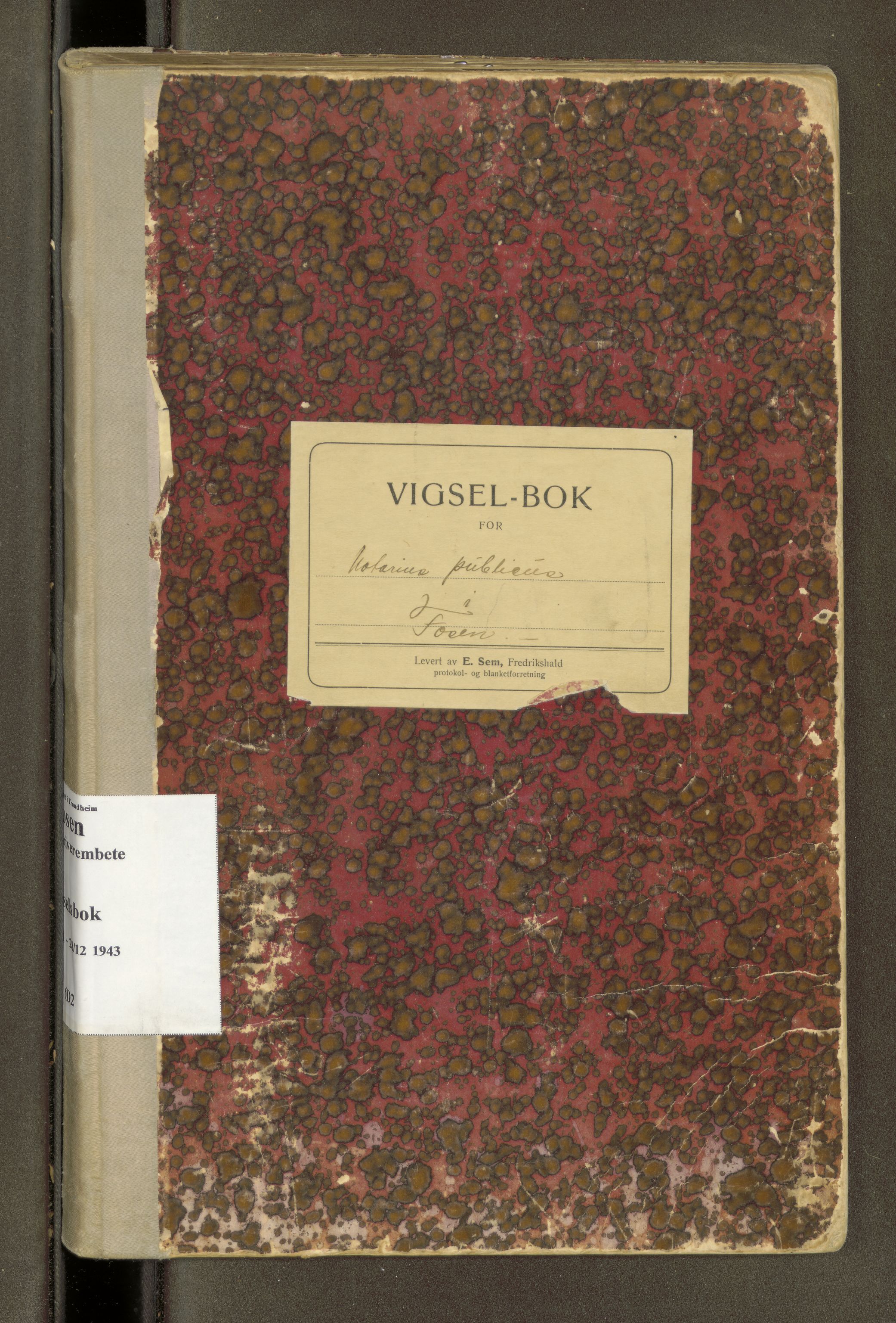 Fosen sorenskriveri, AV/SAT-A-1107/1/6/6D/L0002: Vigselsbok, 1921-1943