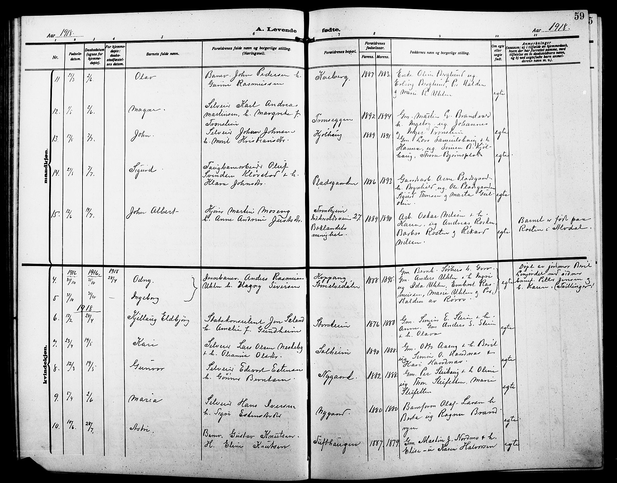 Alvdal prestekontor, AV/SAH-PREST-060/H/Ha/Hab/L0005: Parish register (copy) no. 5, 1908-1923, p. 59