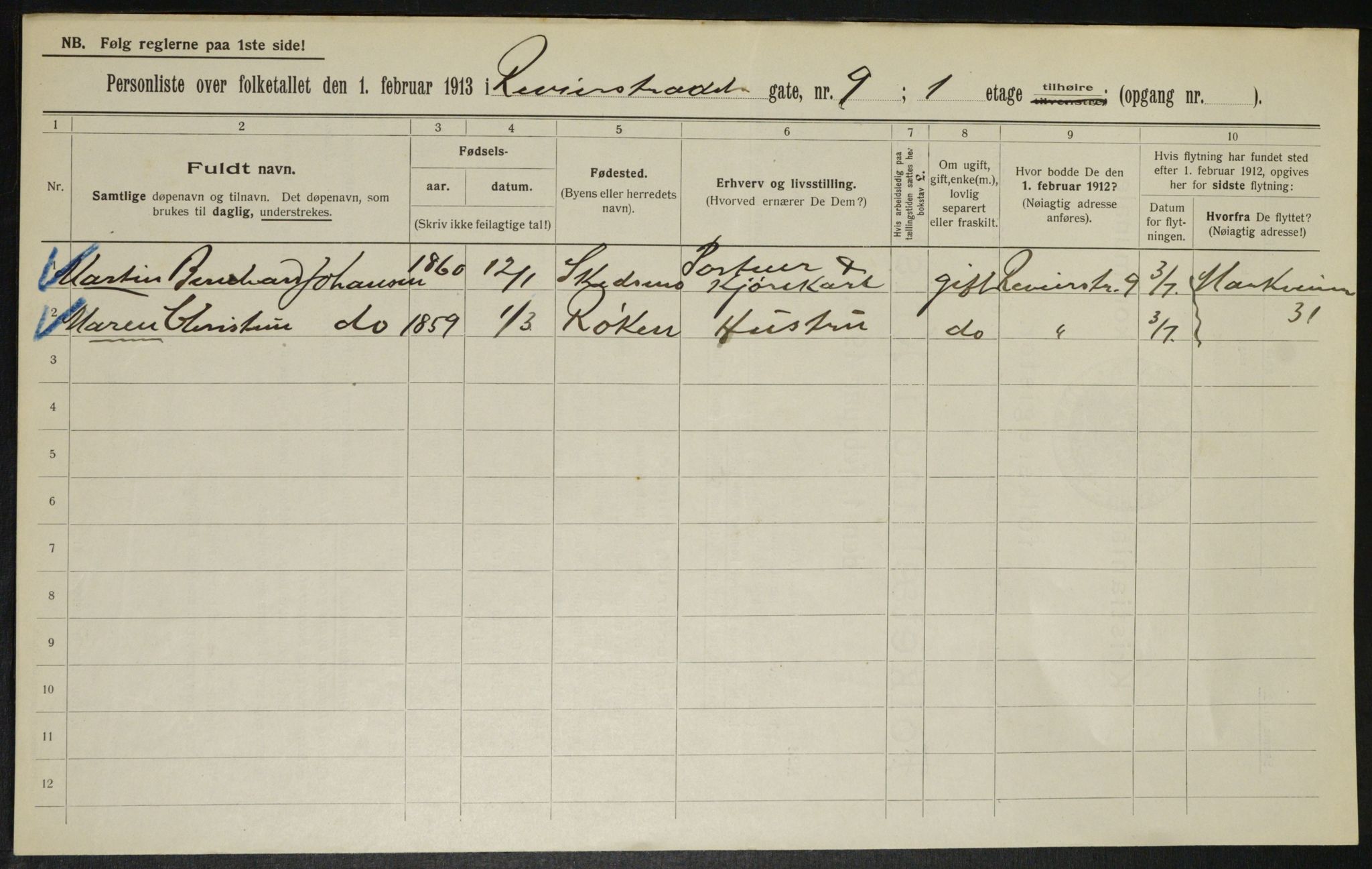 OBA, Municipal Census 1913 for Kristiania, 1913, p. 82954